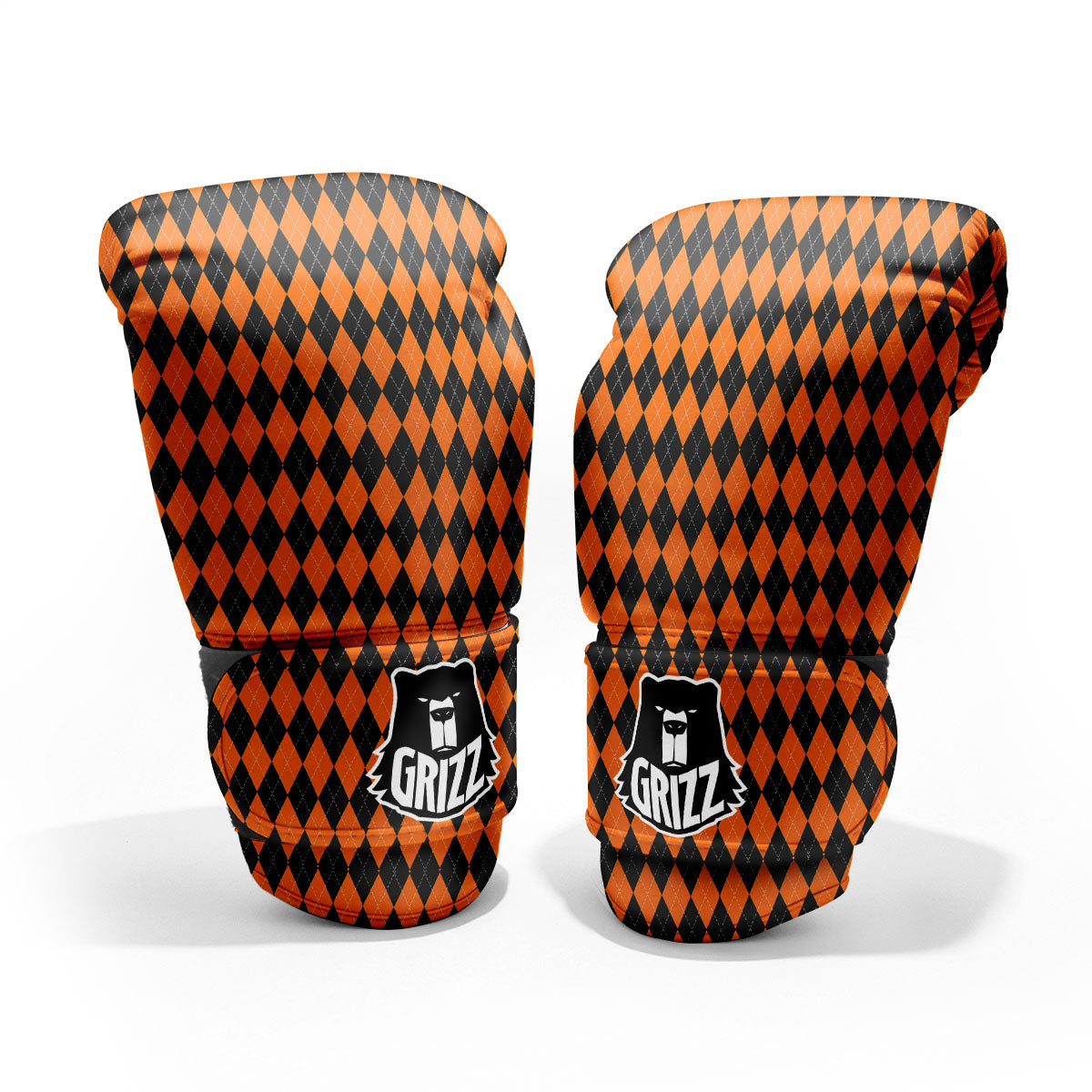 Halloween Argyle Black And Orange Print Pro Boxing Glove