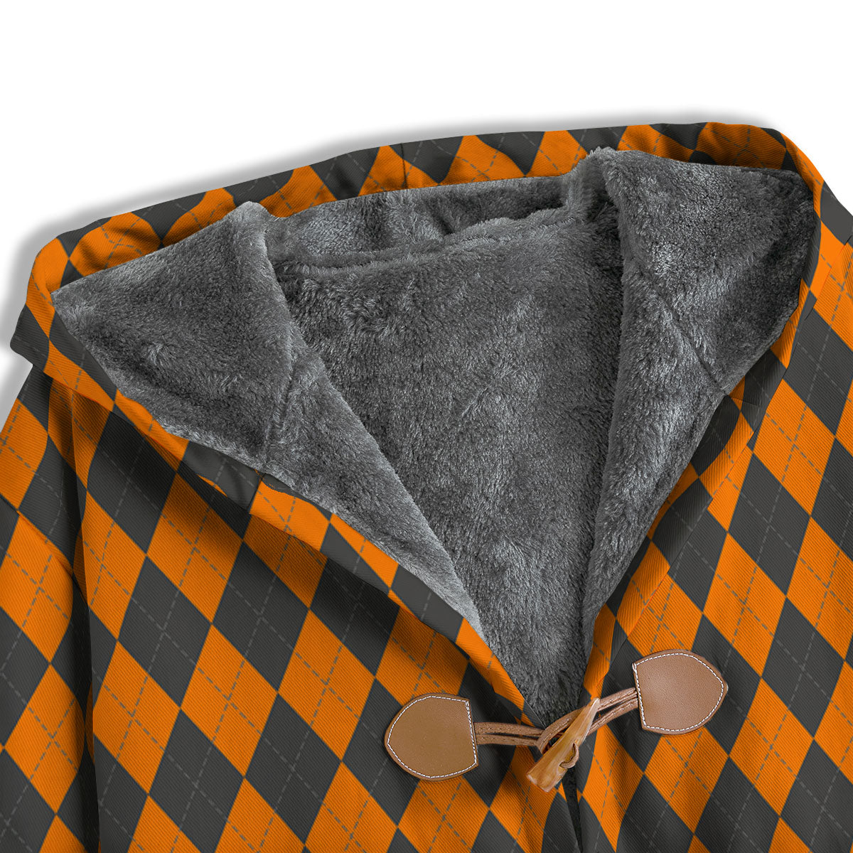 Halloween Argyle Grey And Orange Print Men's Windbreaker Jacket-grizzshop