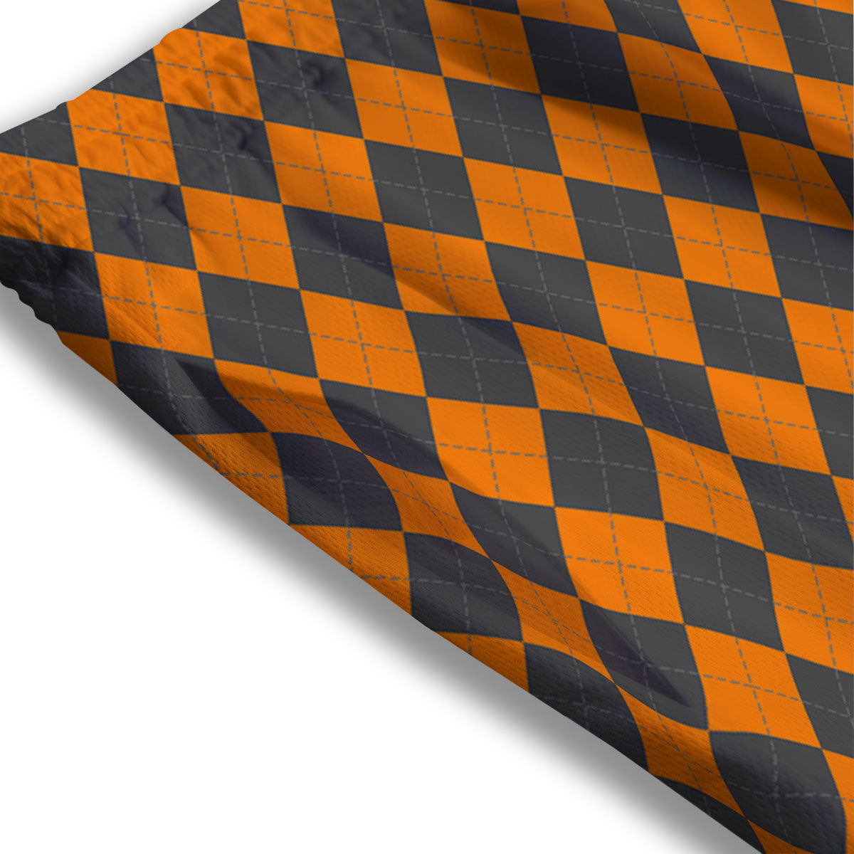 Halloween Argyle Grey And Orange Print Mesh Shorts
