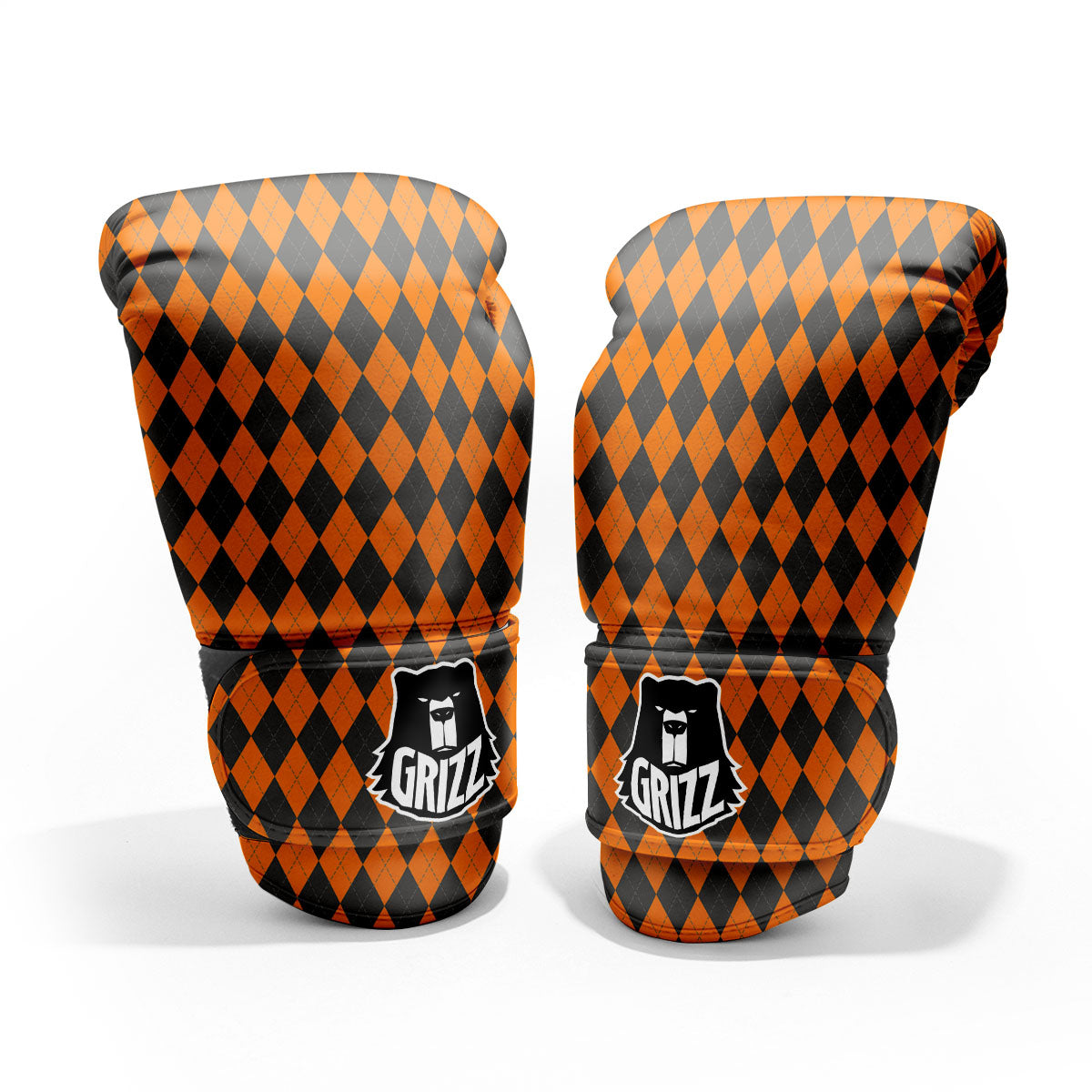 Halloween Argyle Grey And Orange Print Pro Boxing Glove