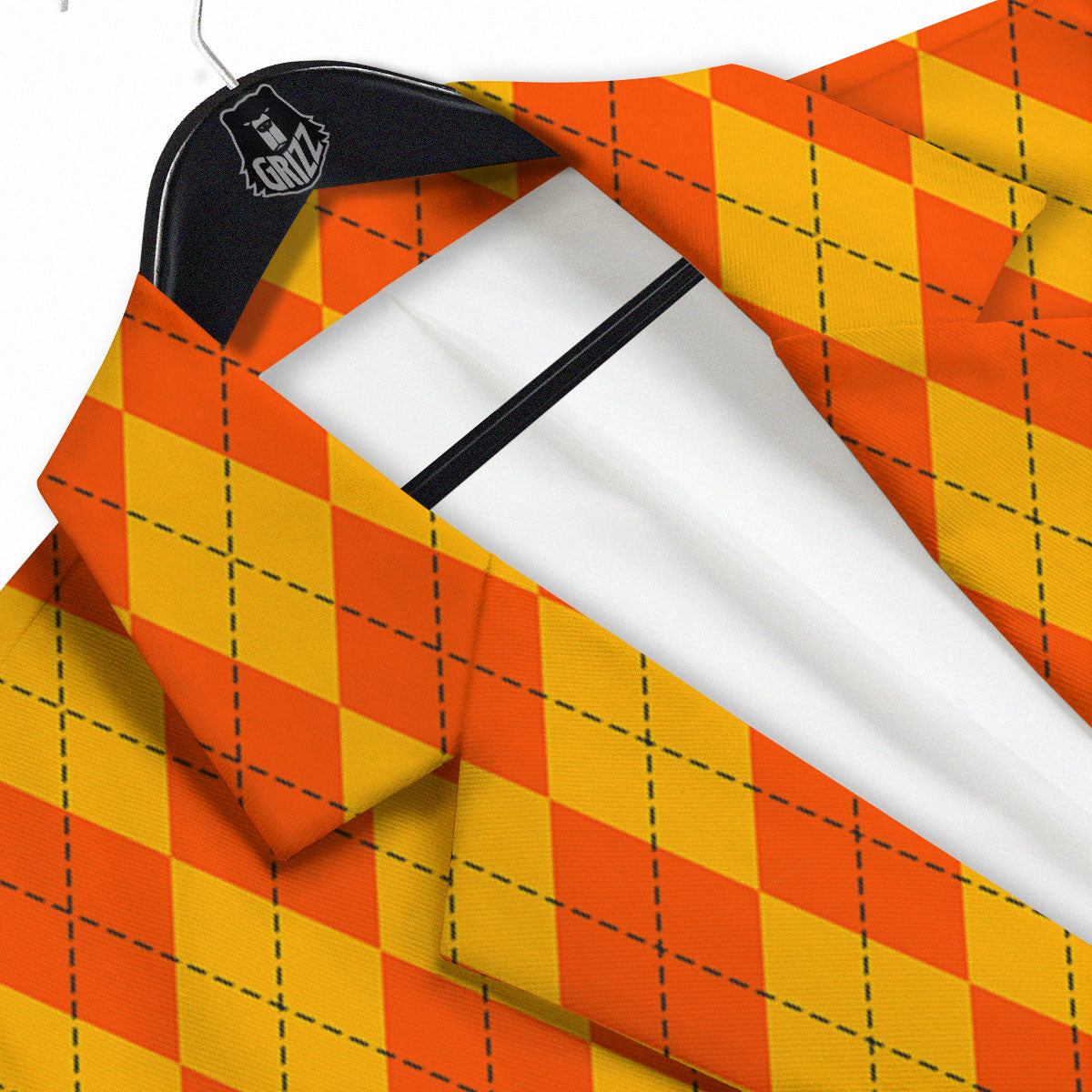 Halloween Argyle Orange Print Pattern Men's Sport Coat-grizzshop