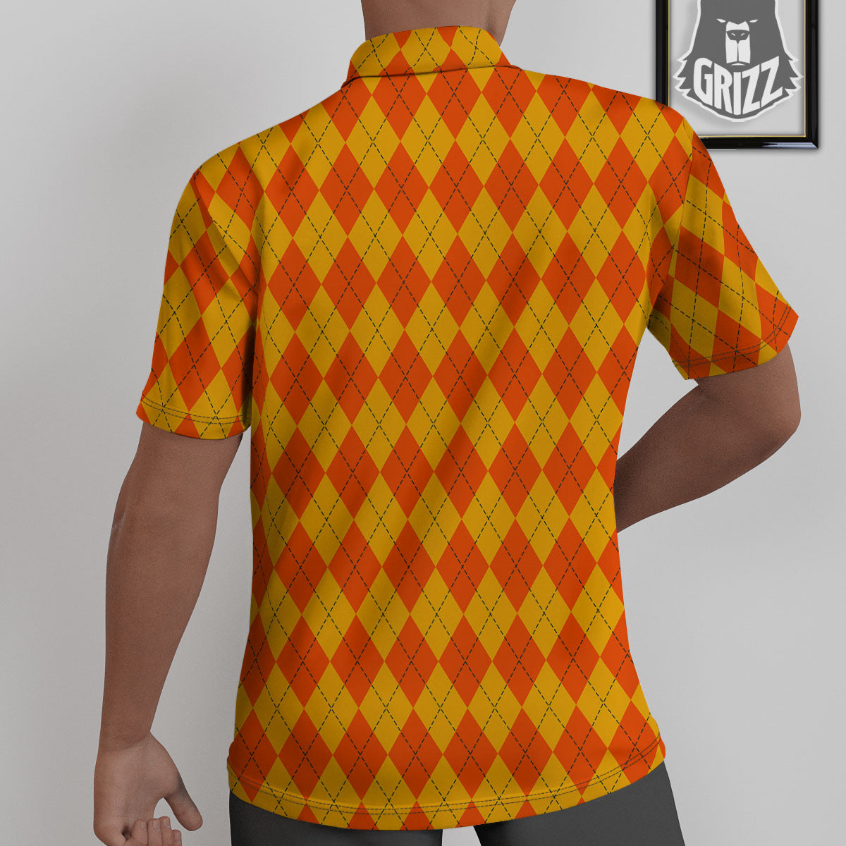 Halloween Argyle Orange Print Pattern Untucked Shirts-grizzshop