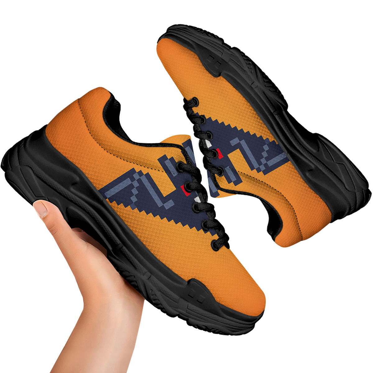 Halloween Bat 8-Bit Pixel Print Black Chunky Shoes-grizzshop