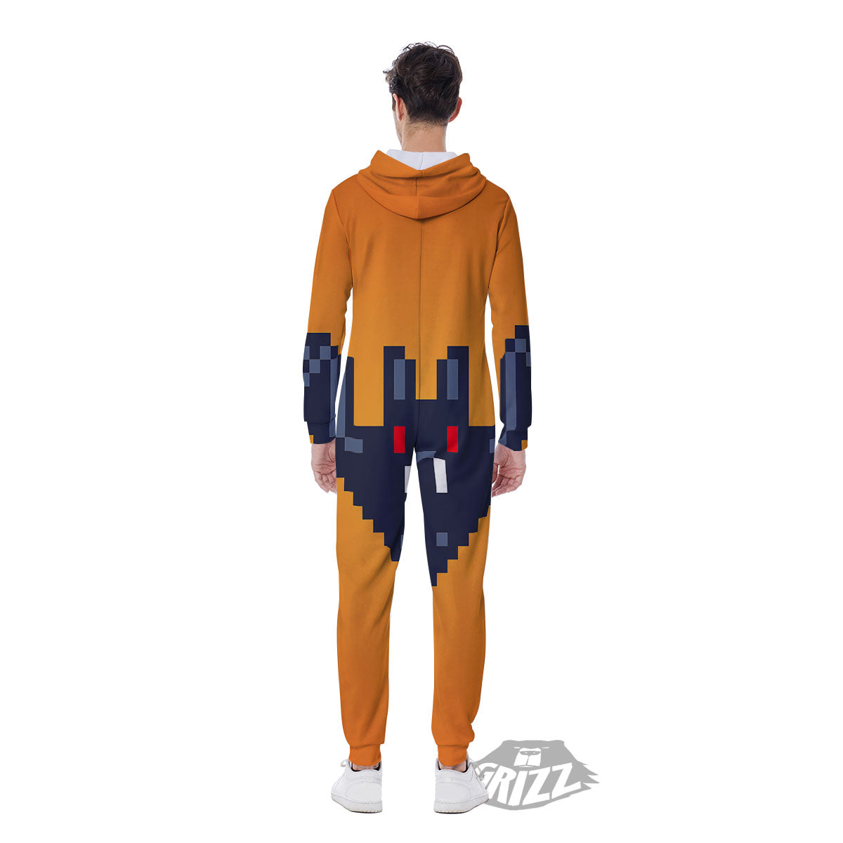 Halloween Bat 8-Bit Pixel Print Men's Jumpsuit-grizzshop