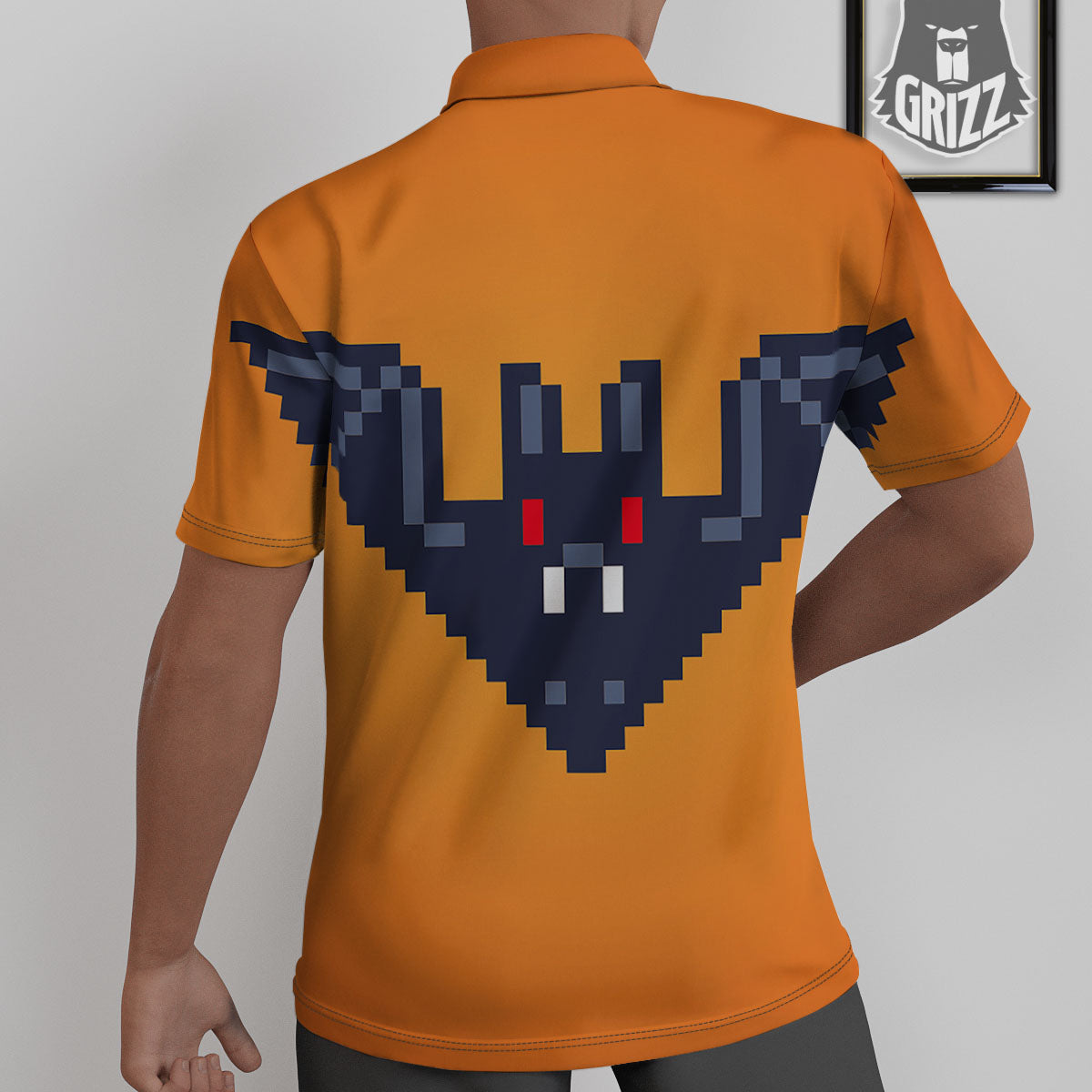Halloween Bat 8-Bit Pixel Print Untucked Shirts-grizzshop