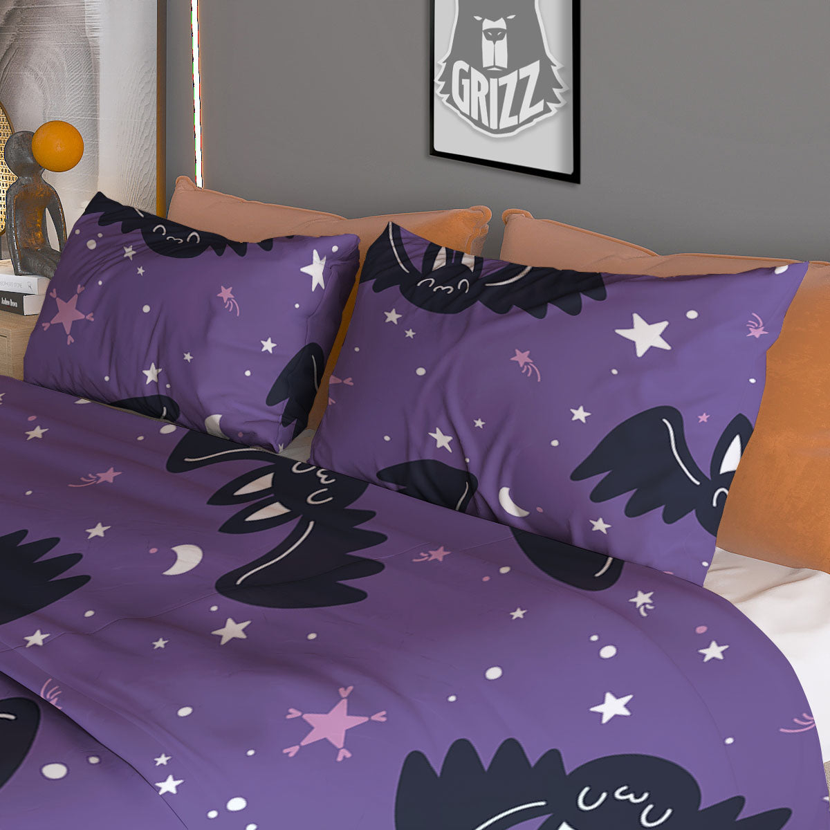 Grapes Purple Watercolor Print Pattern Duvet Cover Bedding Set