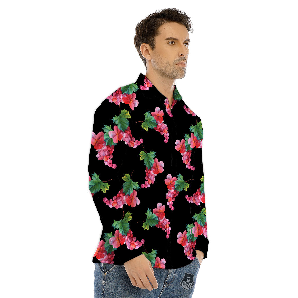 Halloween Bat Black And Purple Print Men's Dress Shirts-grizzshop