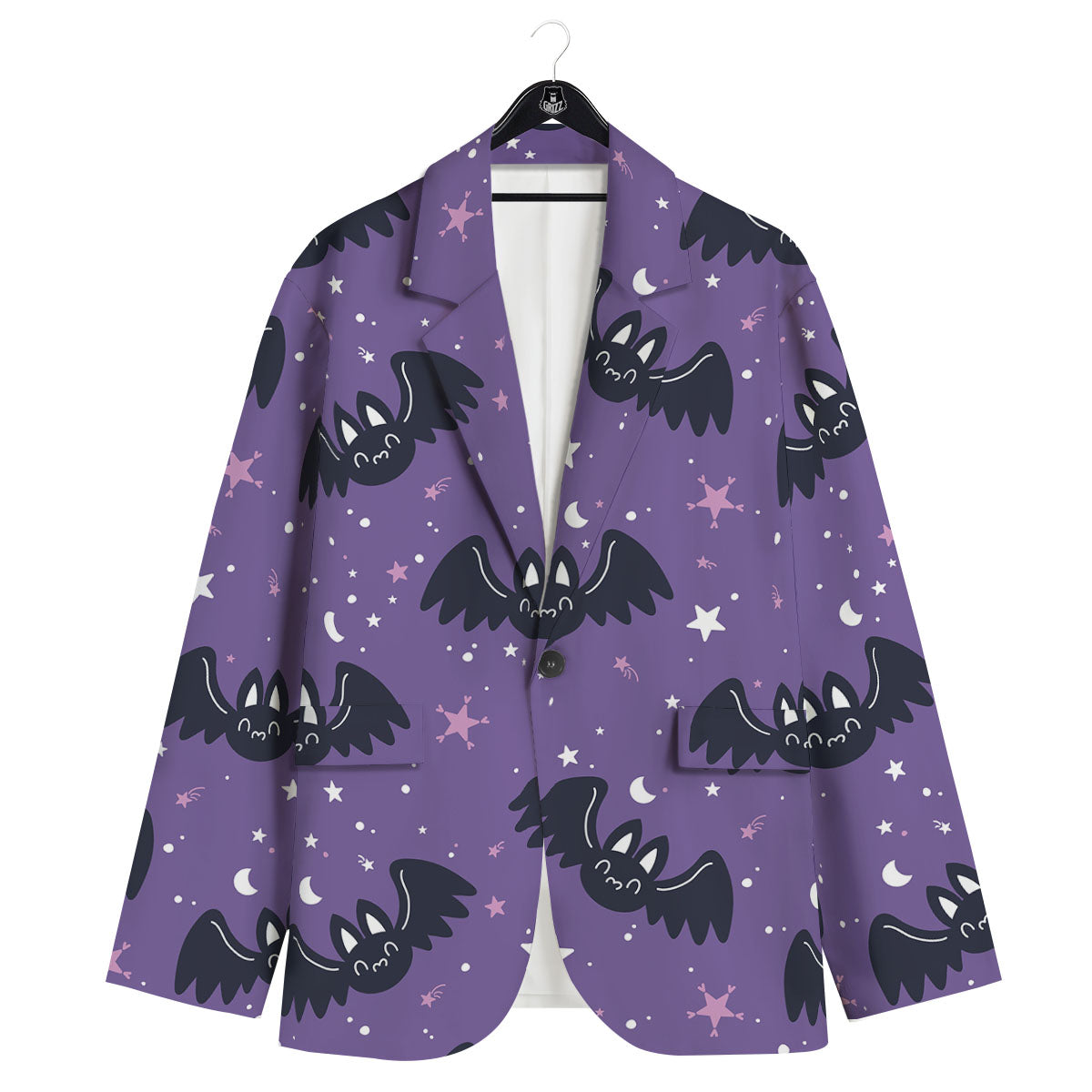Halloween Bat Black And Purple Print Men's Sport Coat-grizzshop