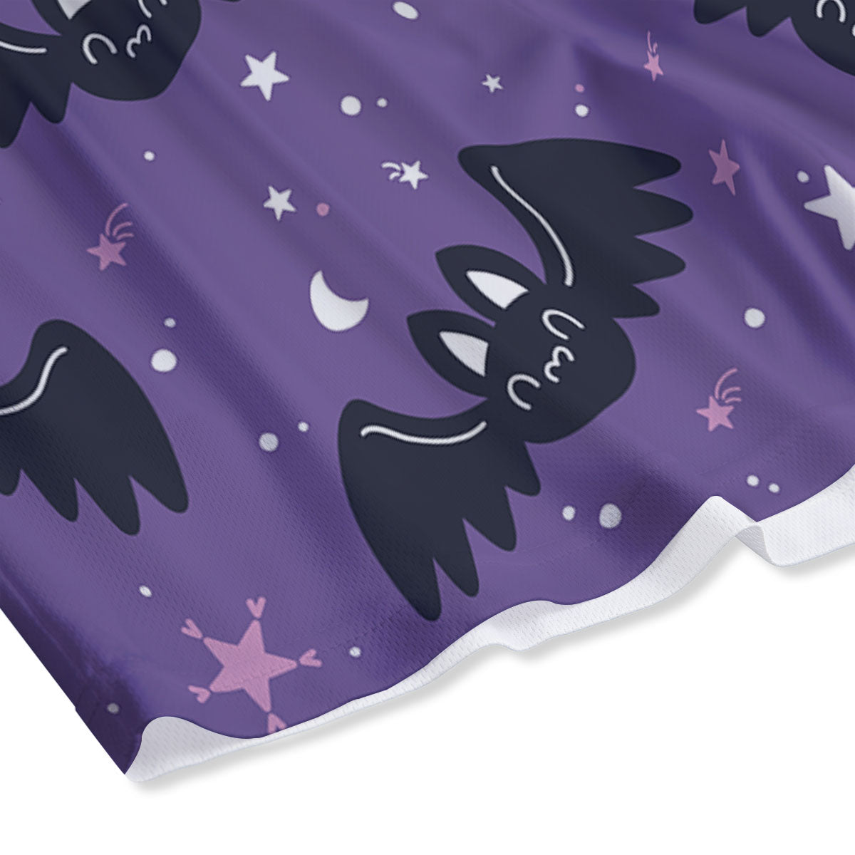 Halloween Bat Black And Purple Print Mesh Shorts