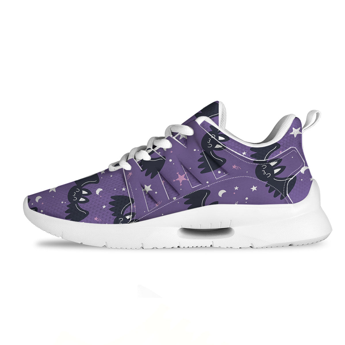 Halloween Bat Black And Purple Print Tennis Shoes-grizzshop