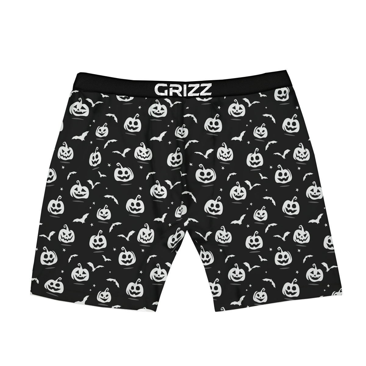 Halloween Bat White And Black Print Boxer Briefs-grizzshop