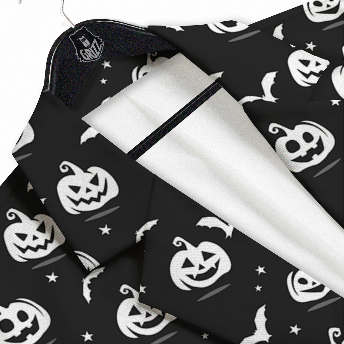 Halloween Bat White And Black Print Men's Sport Coat-grizzshop