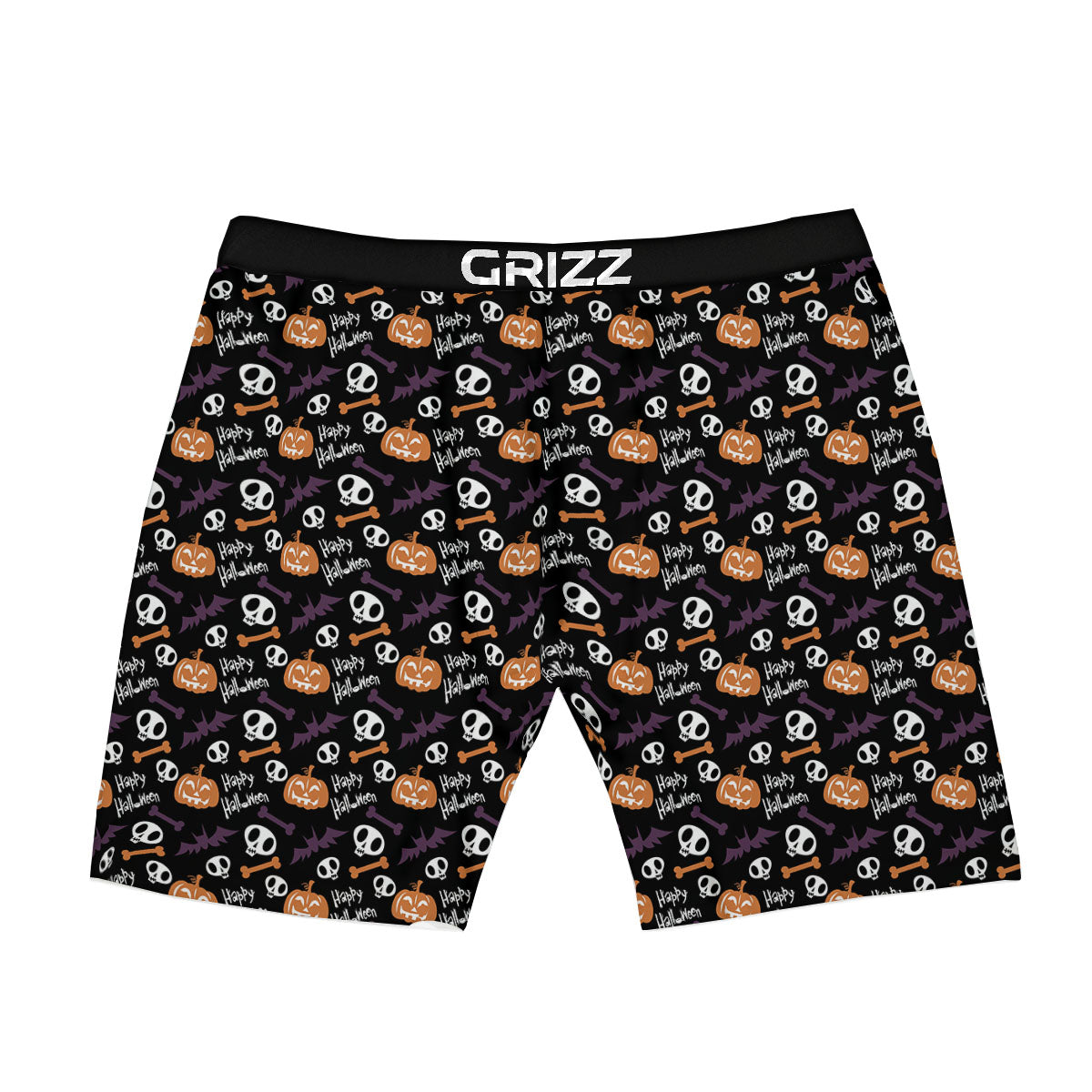 Halloween Black And Orange Print Pattern Boxer Briefs-grizzshop