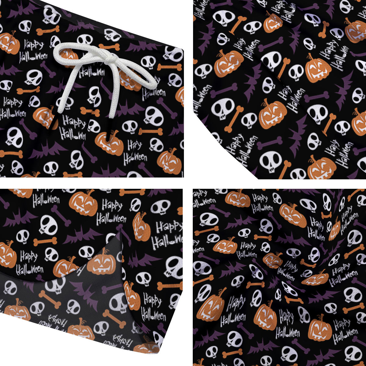 Halloween Black And Orange Print Pattern Men's Running Shorts-grizzshop