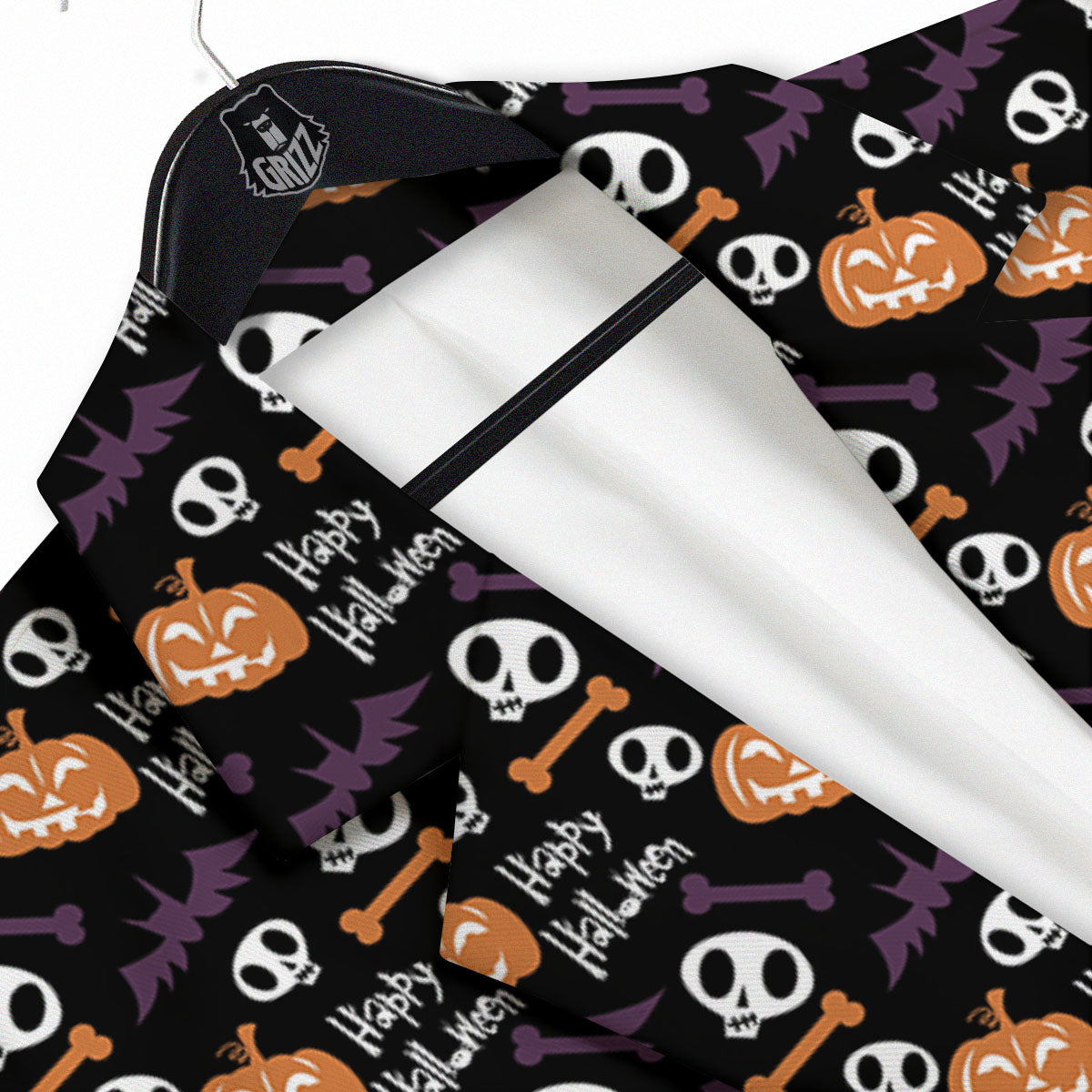 Halloween Black And Orange Print Pattern Men's Sport Coat-grizzshop