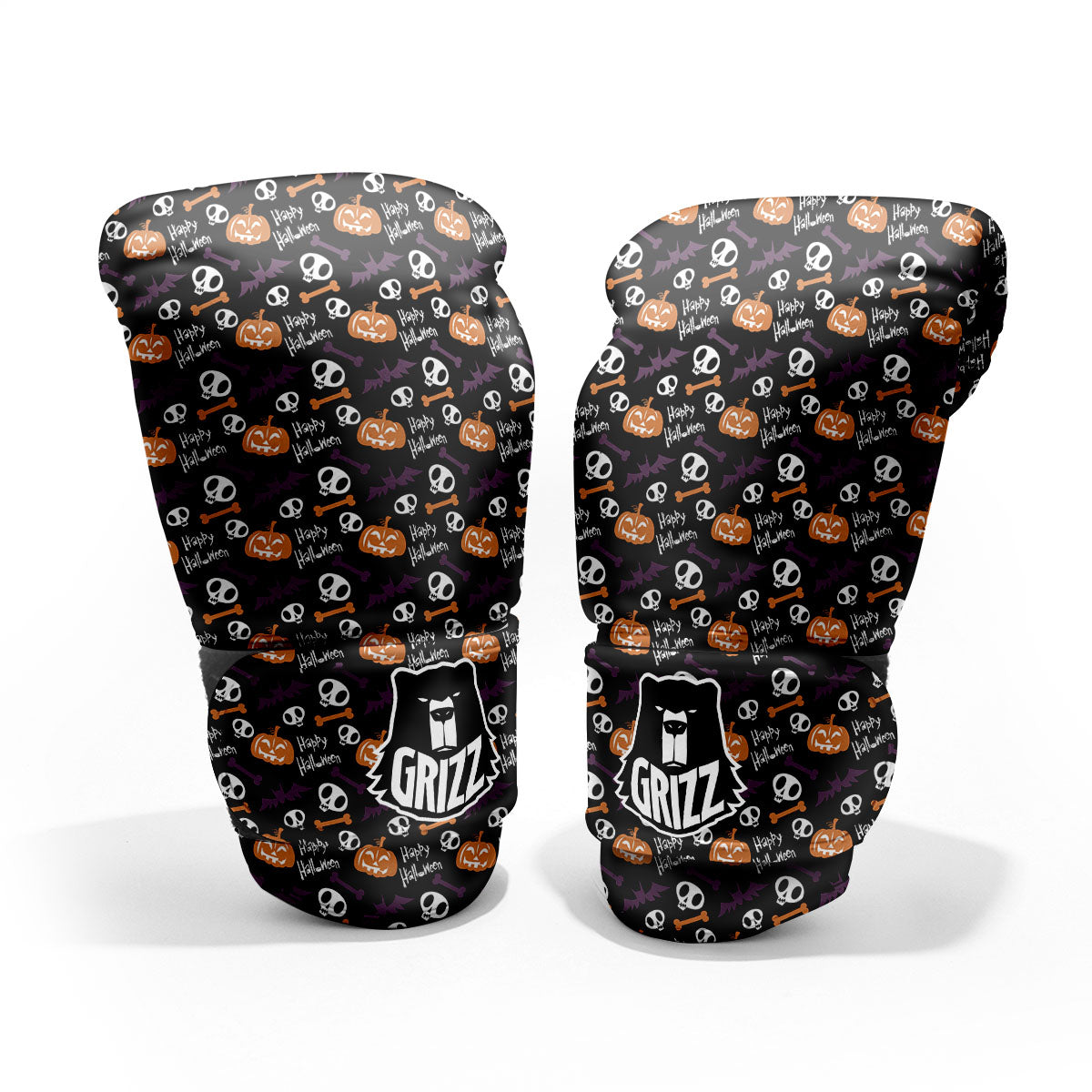Halloween Black And Orange Print Pattern Pro Boxing Glove