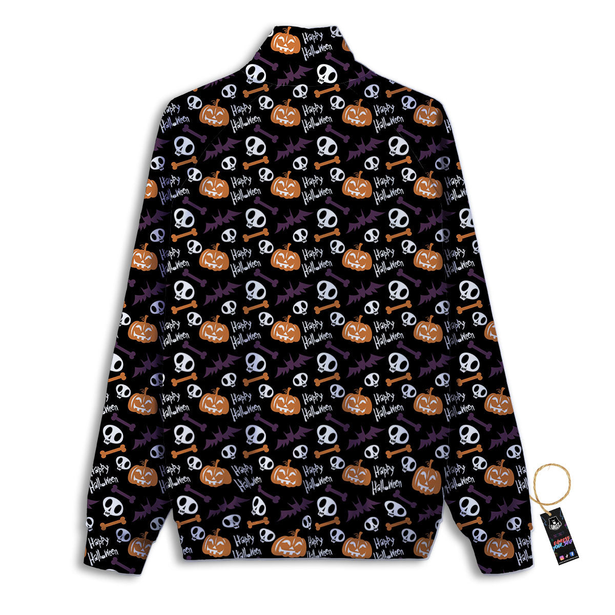 Halloween Black And Orange Print Pattern Track Jacket-grizzshop