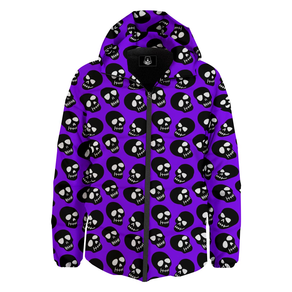 Halloween Black And Purple Print Pattern Down Jacket-grizzshop