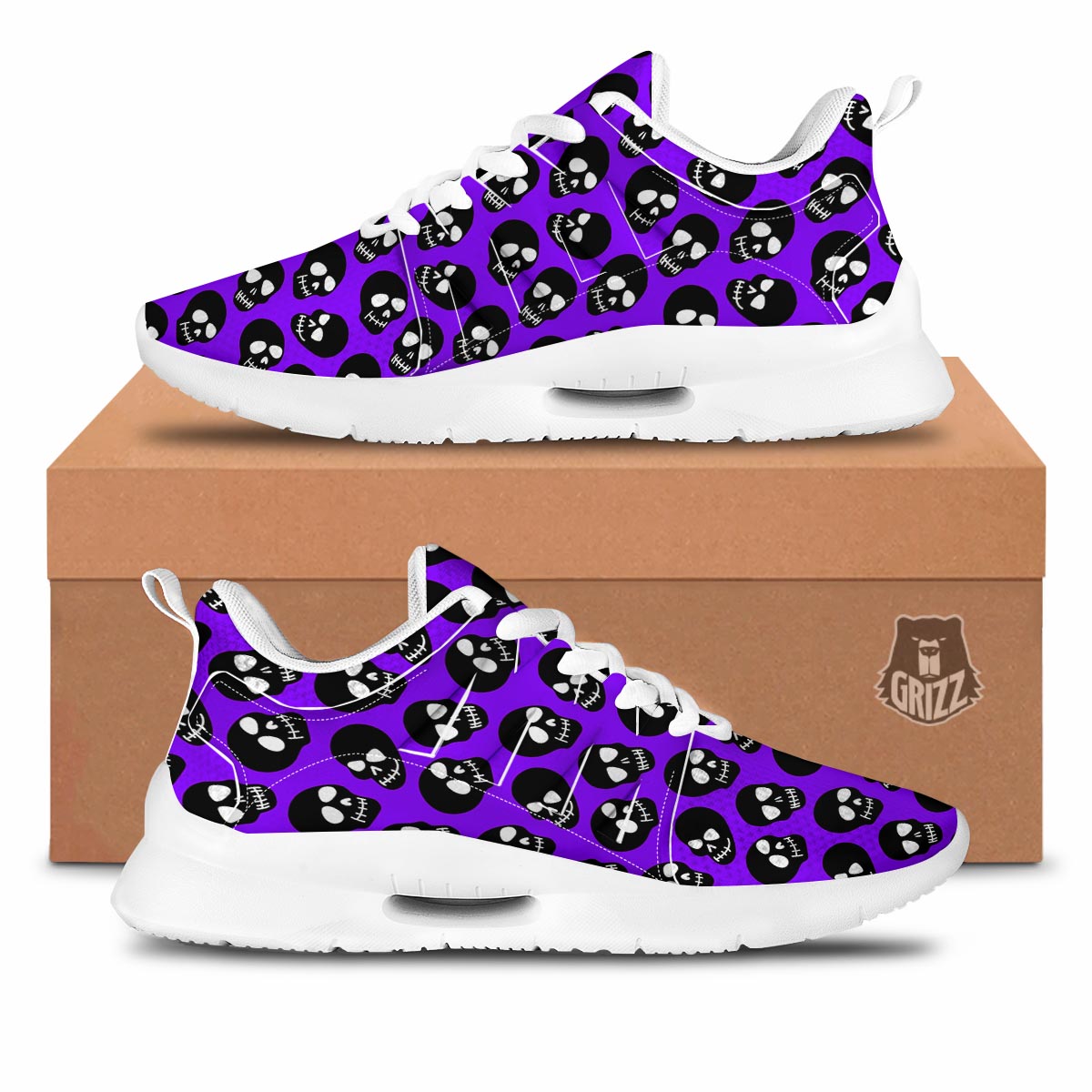 Halloween Black And Purple Print Pattern Tennis Shoes-grizzshop