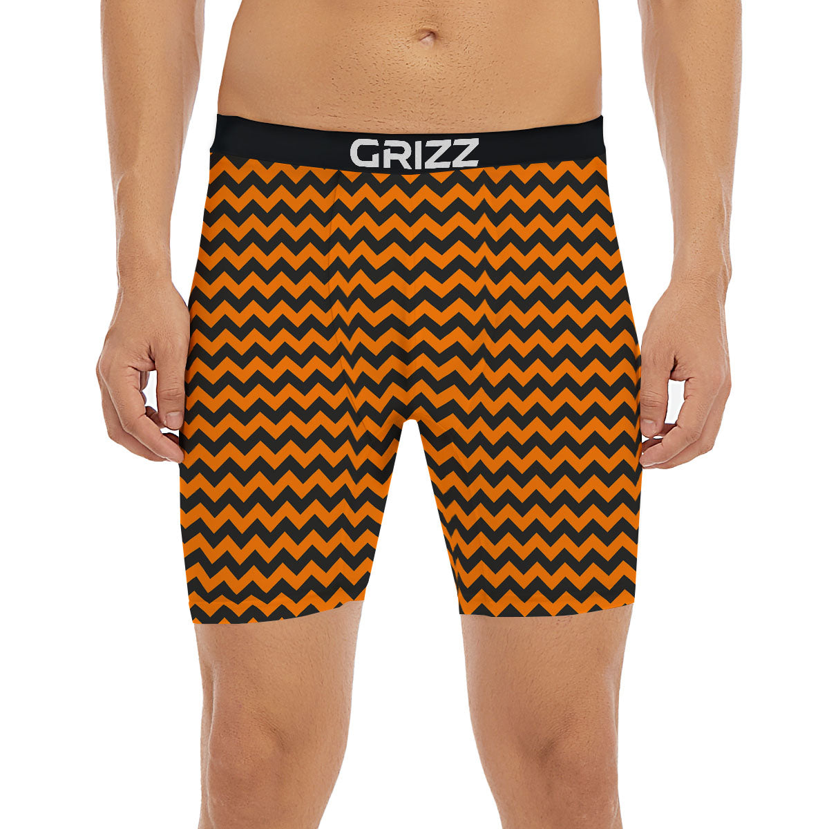 Halloween Chevron Orange Print Pattern Boxer Briefs-grizzshop