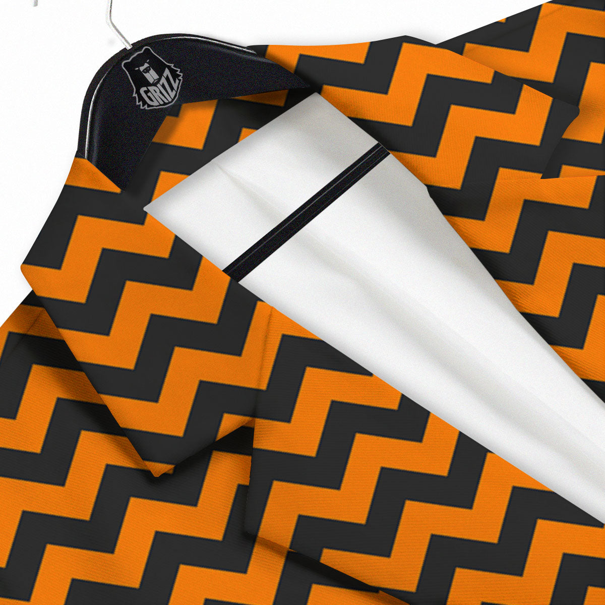 Halloween Chevron Orange Print Pattern Men's Sport Coat-grizzshop