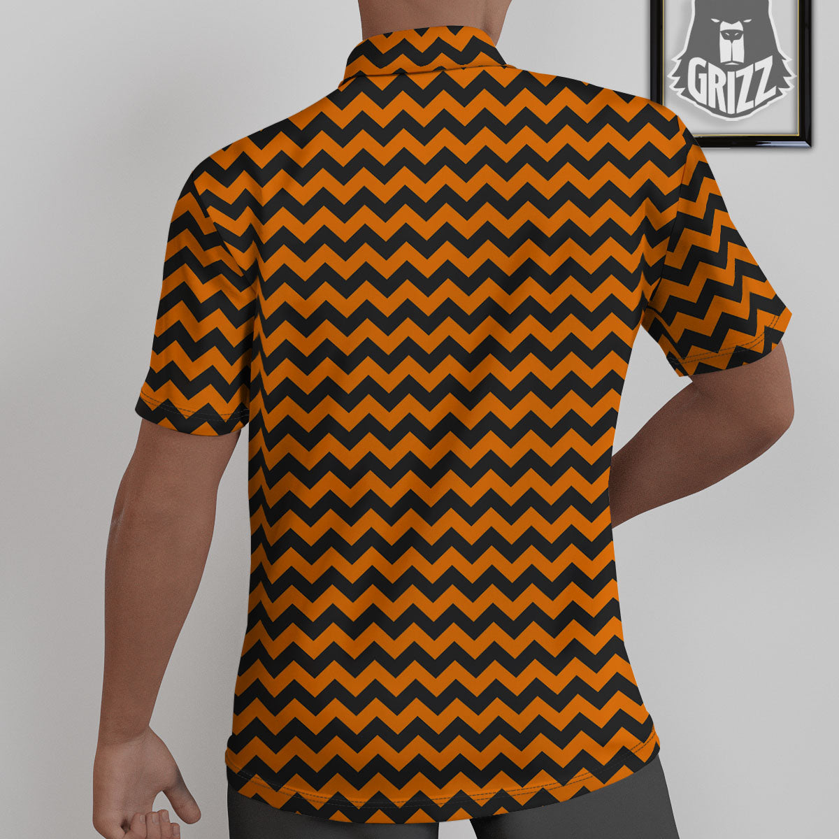 Halloween Chevron Orange Print Pattern Untucked Shirts-grizzshop