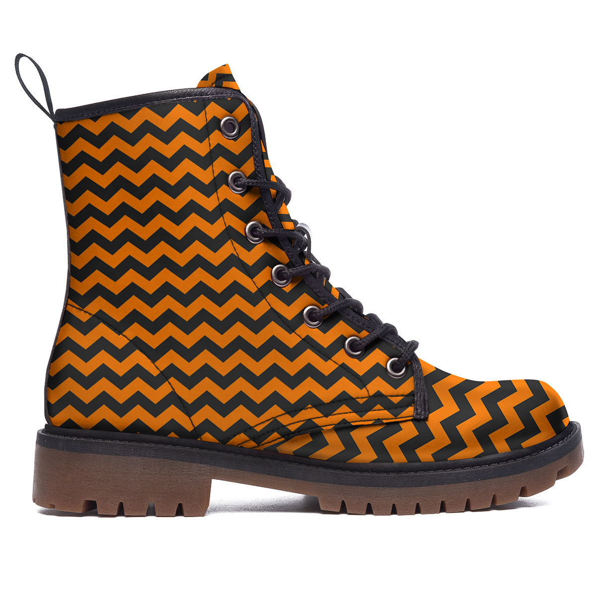 Halloween Chevron Orange Print Pattern Work Boots-grizzshop