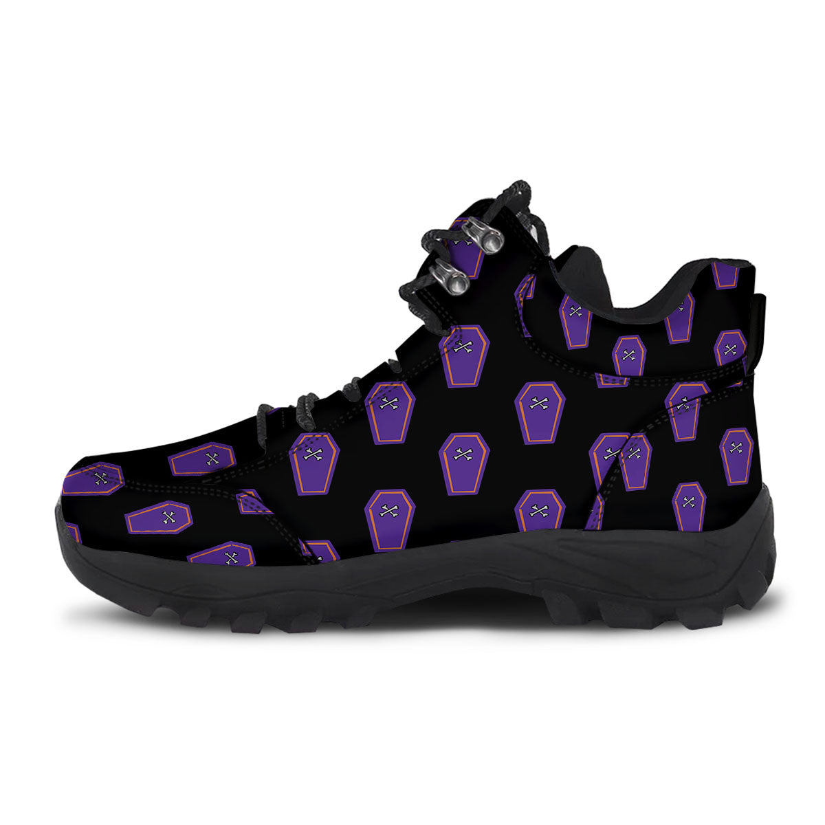 Halloween Coffin Purple Print Pattern Hiking Shoes-grizzshop