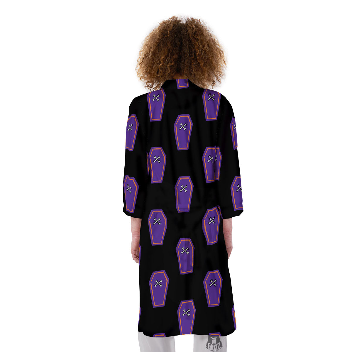 Halloween Coffin Purple Print Pattern Kimono-grizzshop