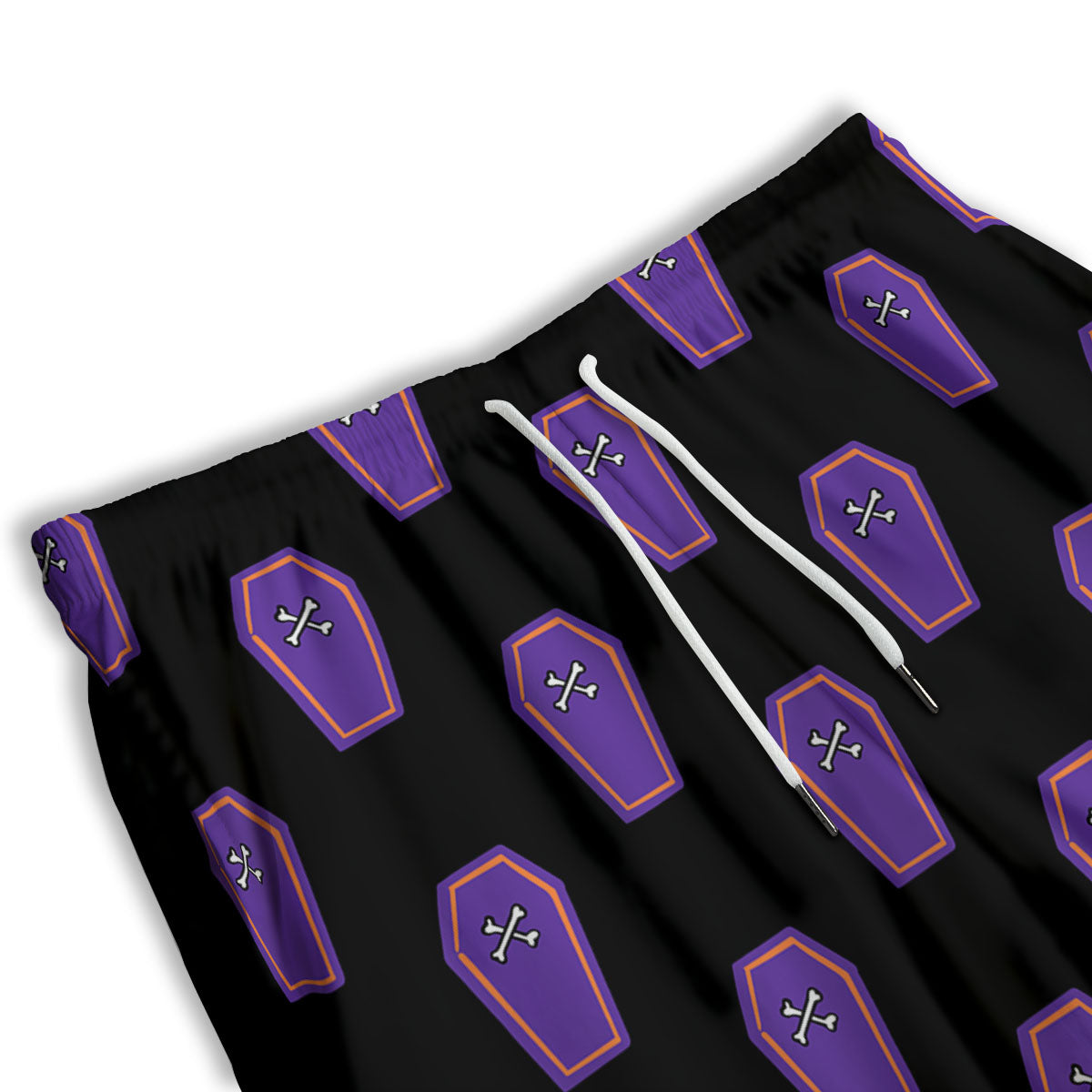 Halloween Coffin Purple Print Pattern Men's Athletic Shorts