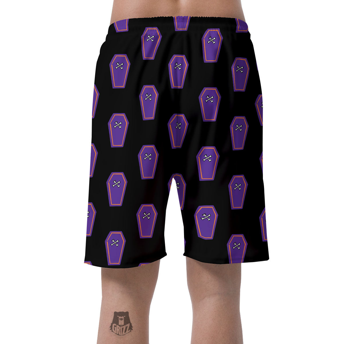 Halloween Coffin Purple Print Pattern Men's Shorts-grizzshop