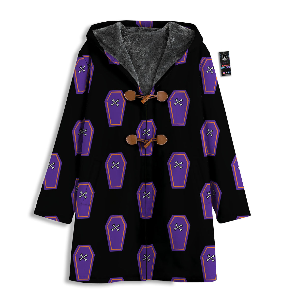 Halloween Coffin Purple Print Pattern Men's Windbreaker Jacket-grizzshop