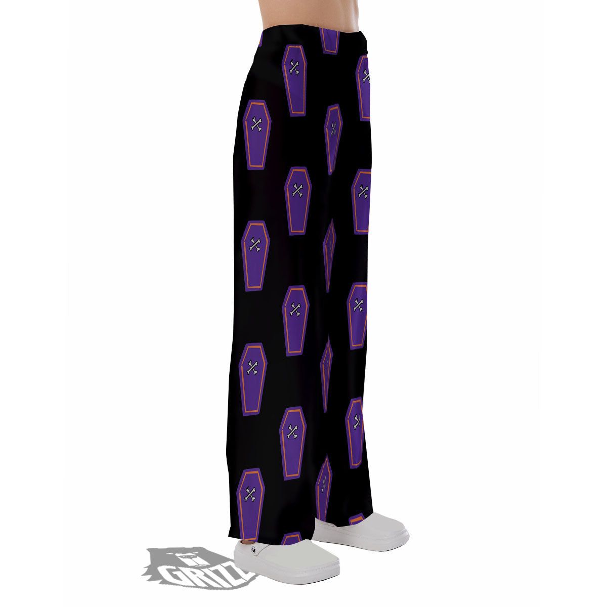 Halloween Coffin Purple Print Pattern Pajama Pants-grizzshop