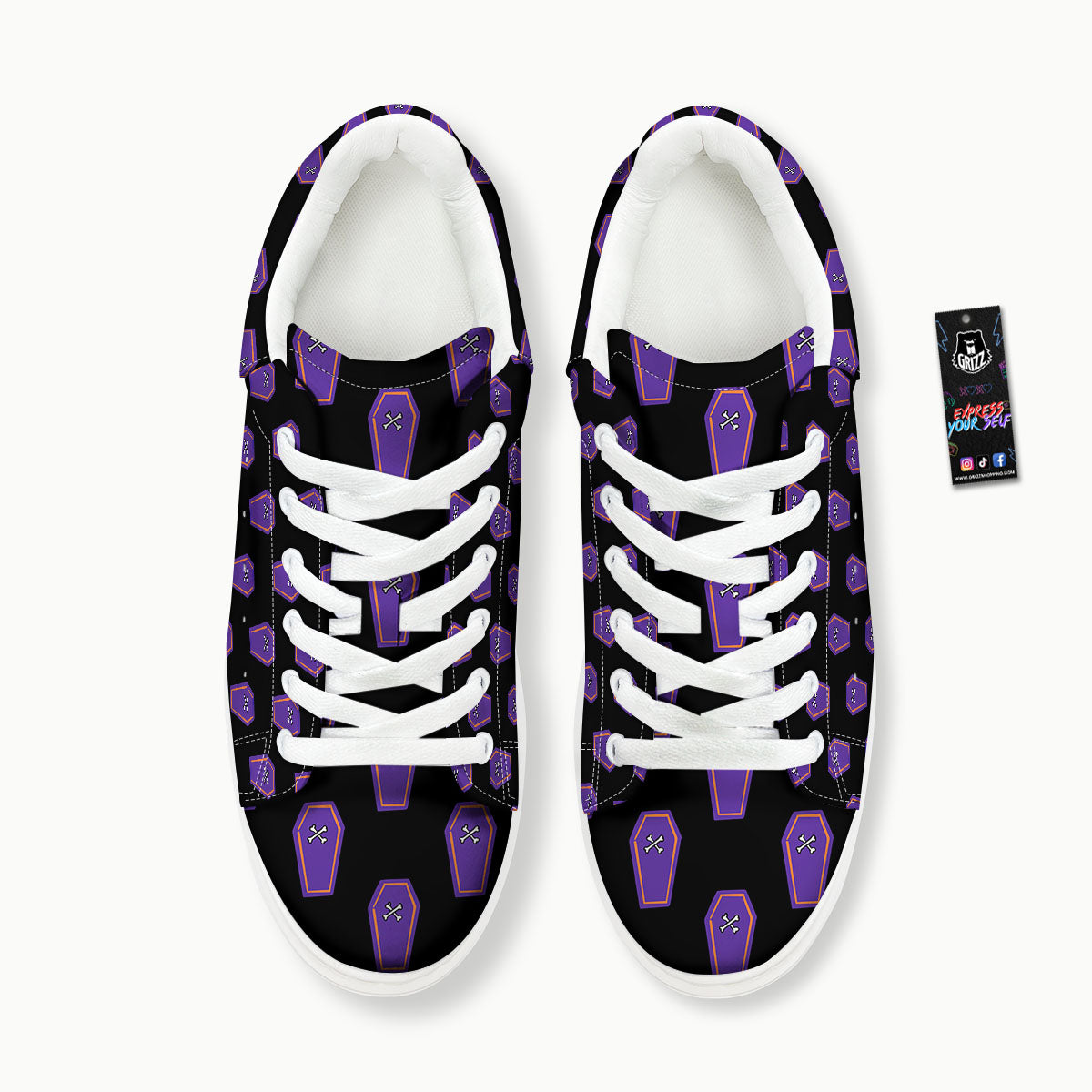 Halloween Coffin Purple Print Pattern Platform Shoes-grizzshop