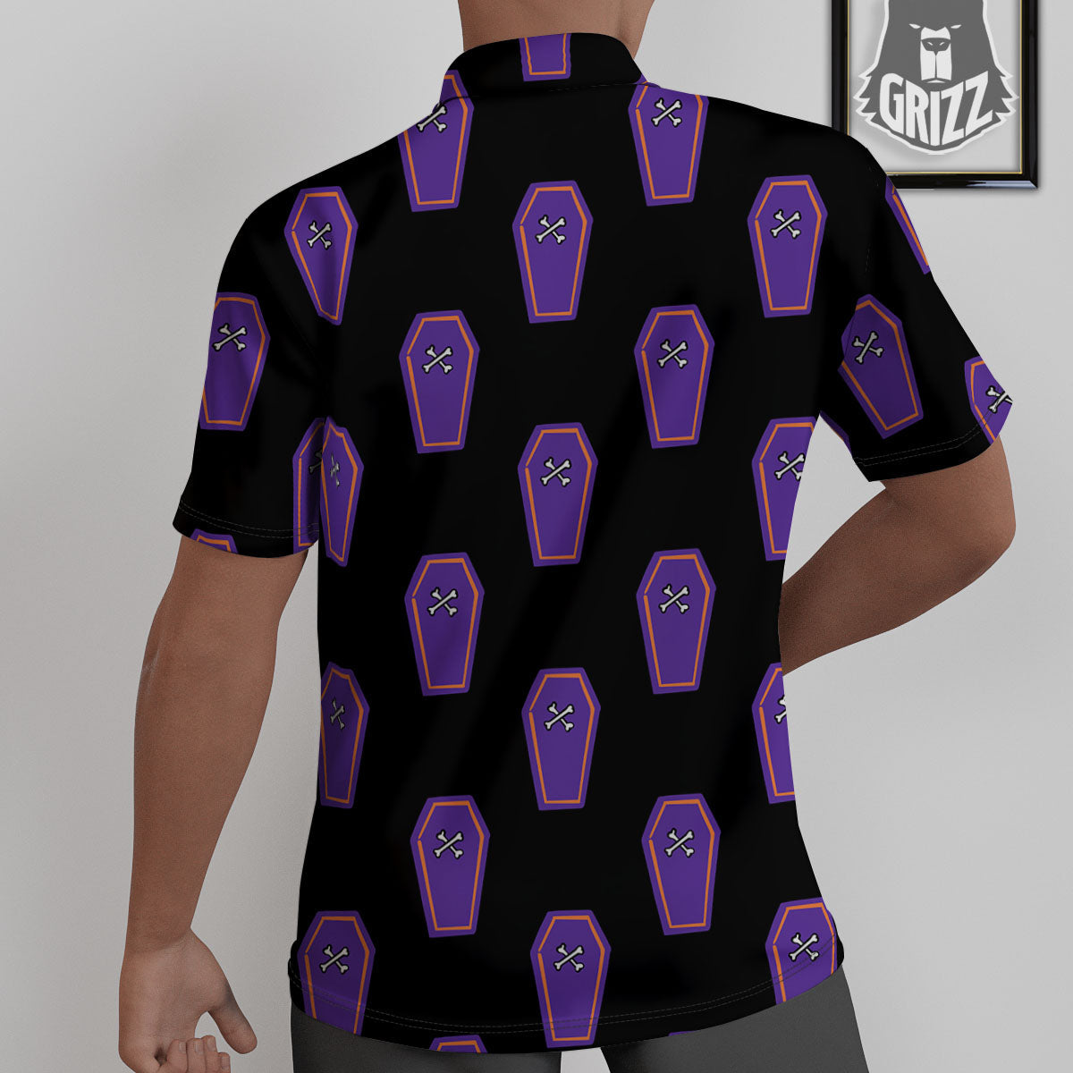 Halloween Coffin Purple Print Pattern Untucked Shirts-grizzshop