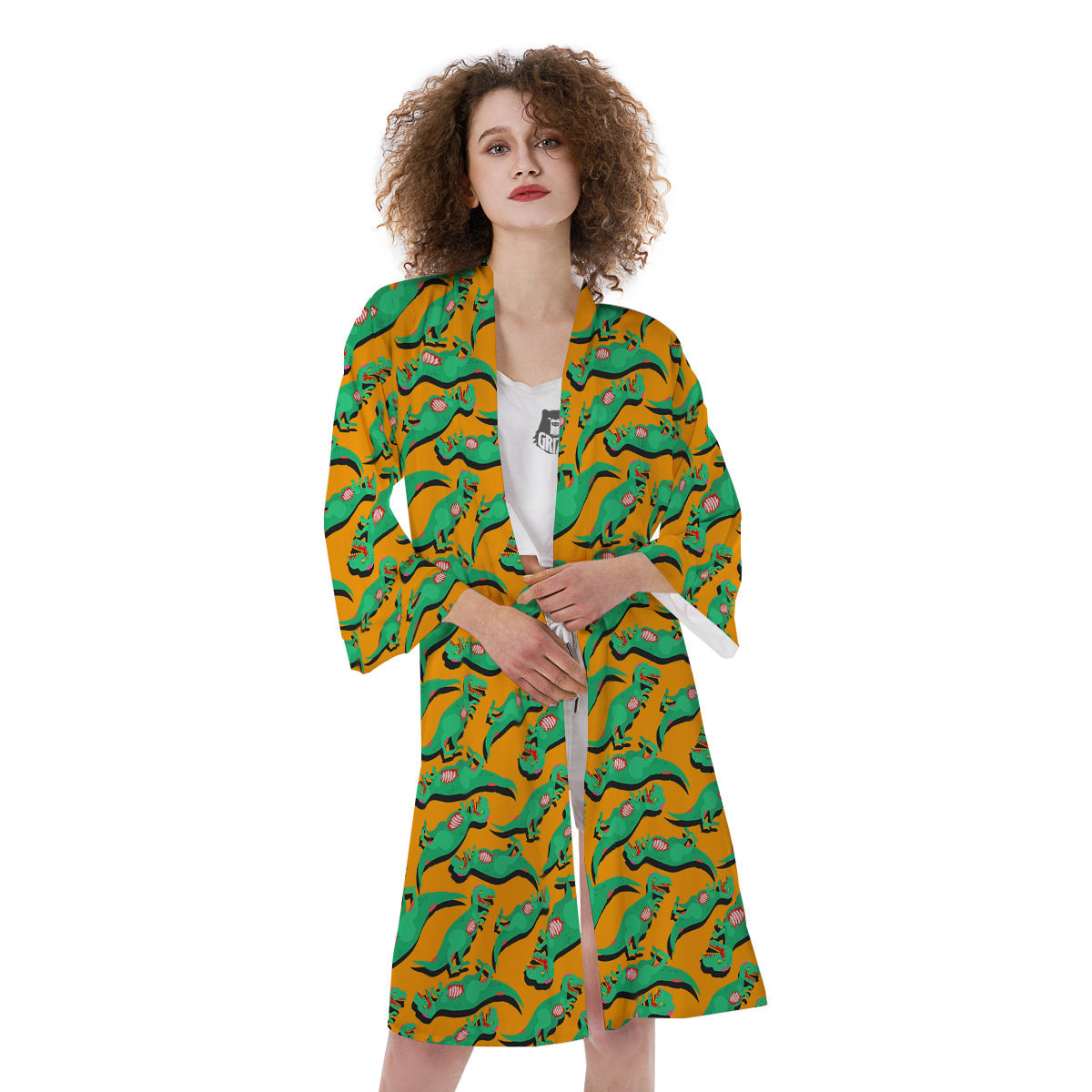 Halloween Cute Dino Print Pattern Kimono-grizzshop