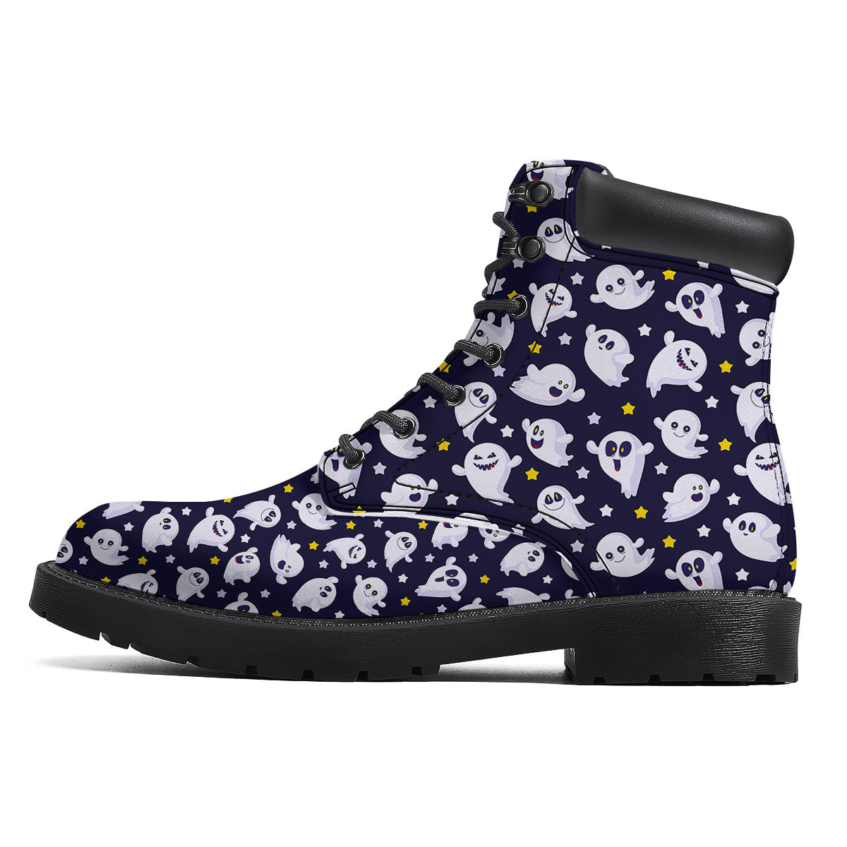 Halloween Cute Ghost Emoji Print Pattern Boots-grizzshop