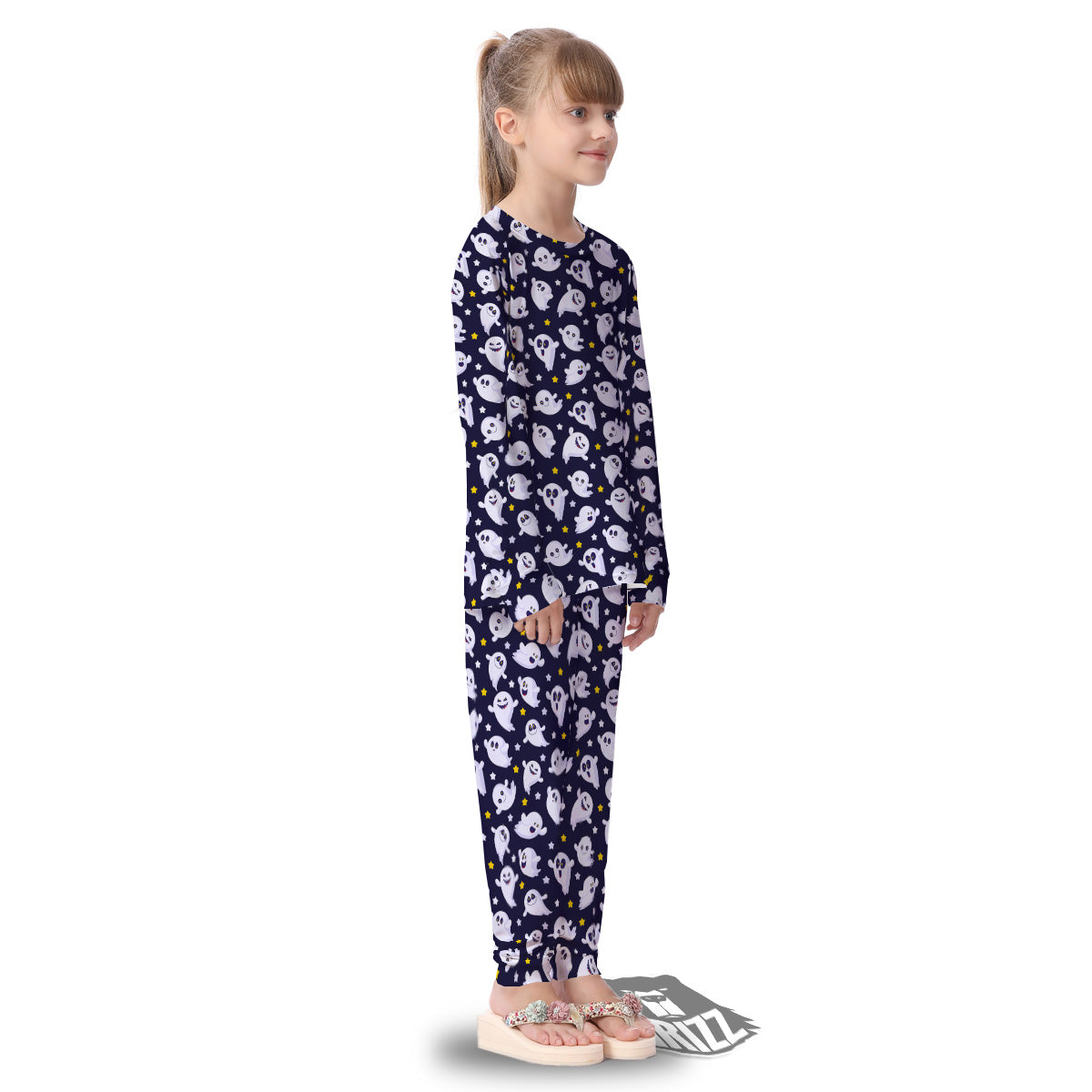 Halloween Cute Ghost Emoji Print Pattern Kid's Pajamas-grizzshop