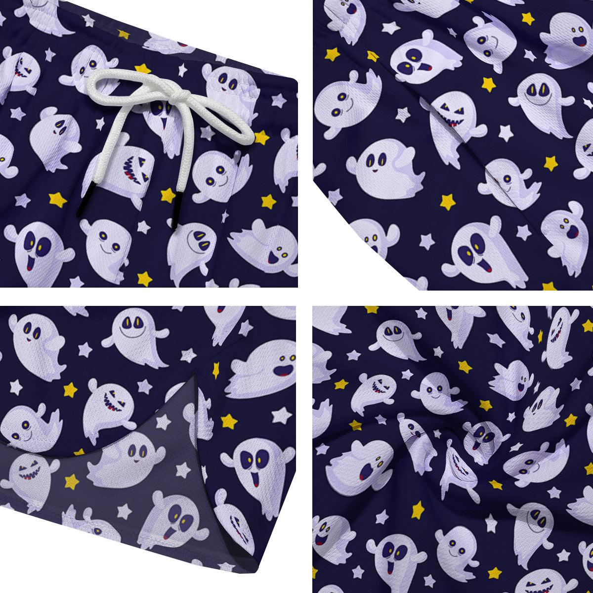 Halloween Cute Ghost Emoji Print Pattern Men's Running Shorts-grizzshop
