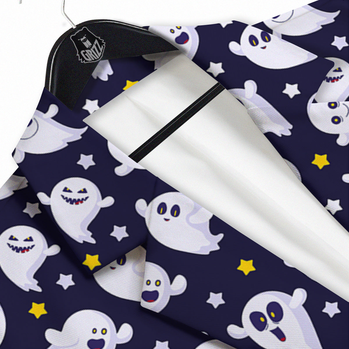 Halloween Cute Ghost Emoji Print Pattern Men's Sport Coat-grizzshop