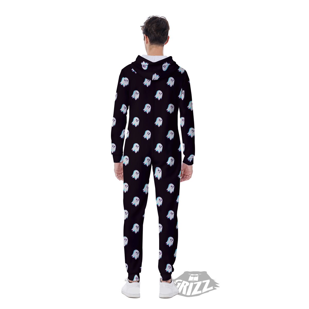 Halloween Ghost Little Print Pattern Men's Jumpsuit-grizzshop