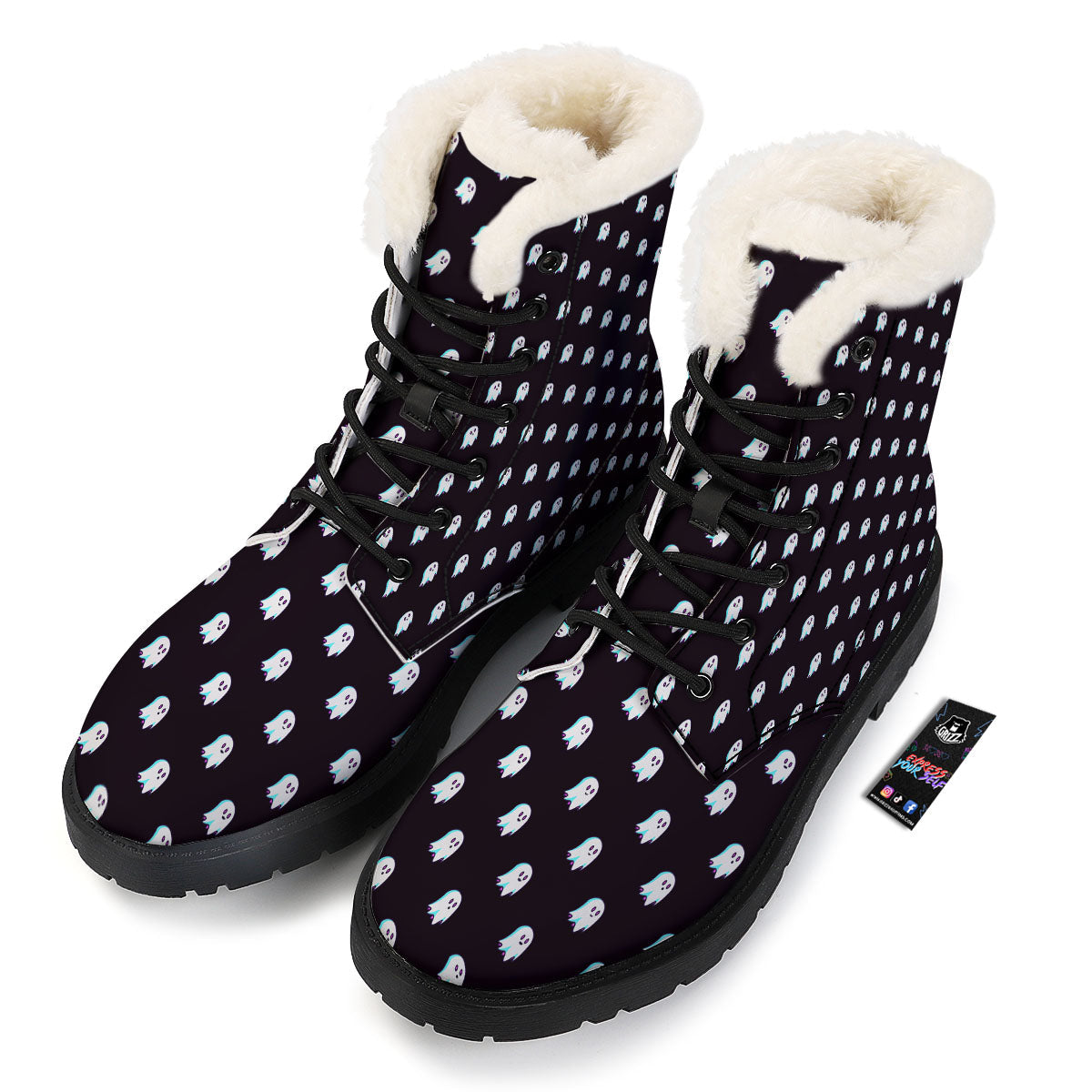 Halloween Ghost Little Print Pattern Winter Boots-grizzshop