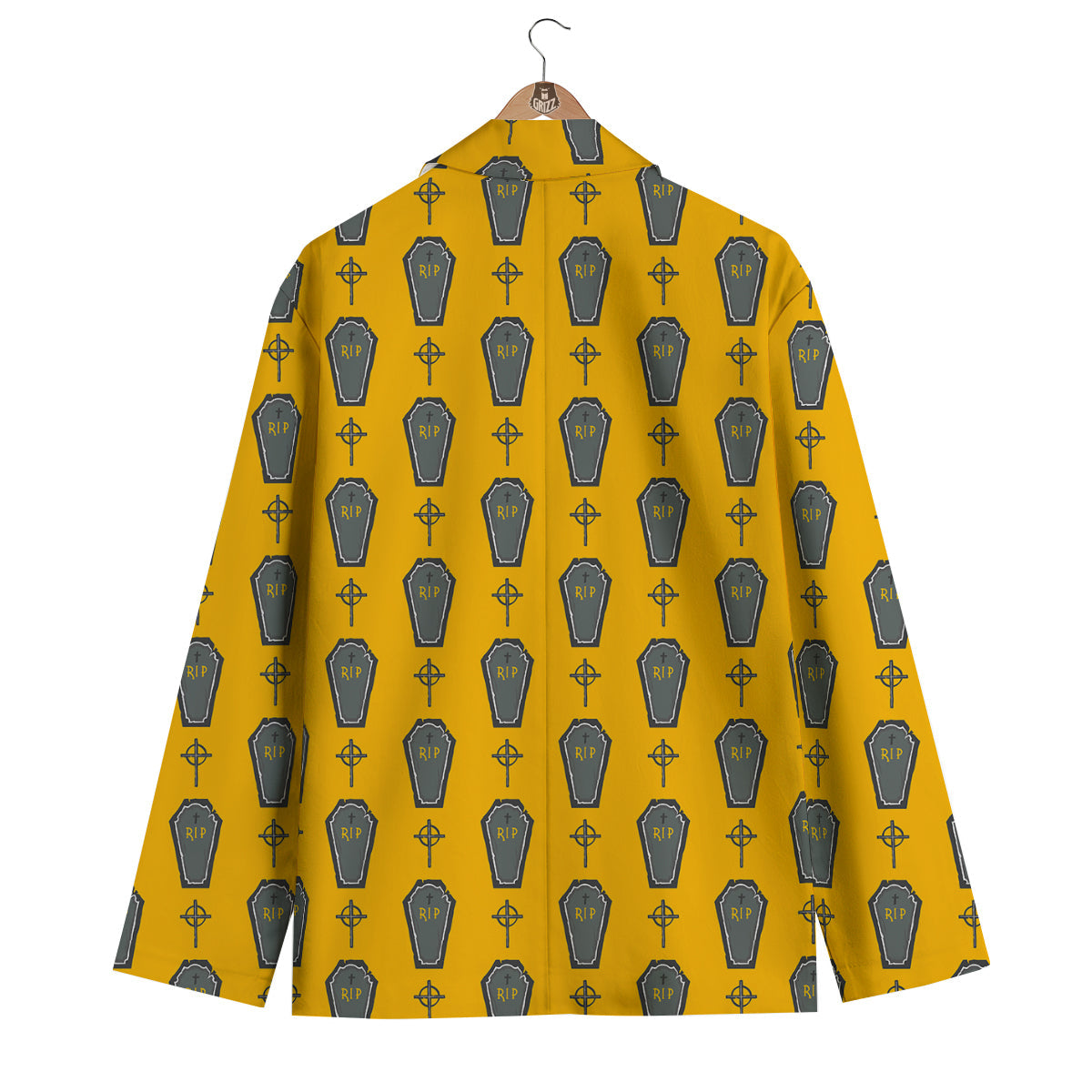 Halloween Gray Coffin Print Pattern Men's Blazer-grizzshop