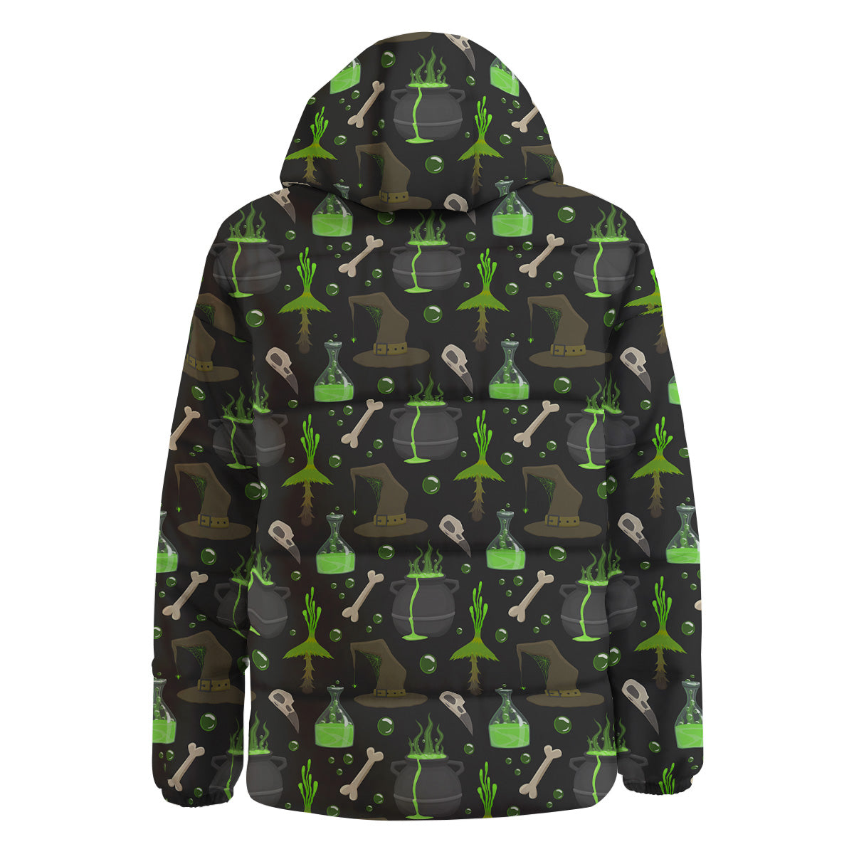 Halloween Green Poison Witch Print Pattern Down Jacket-grizzshop