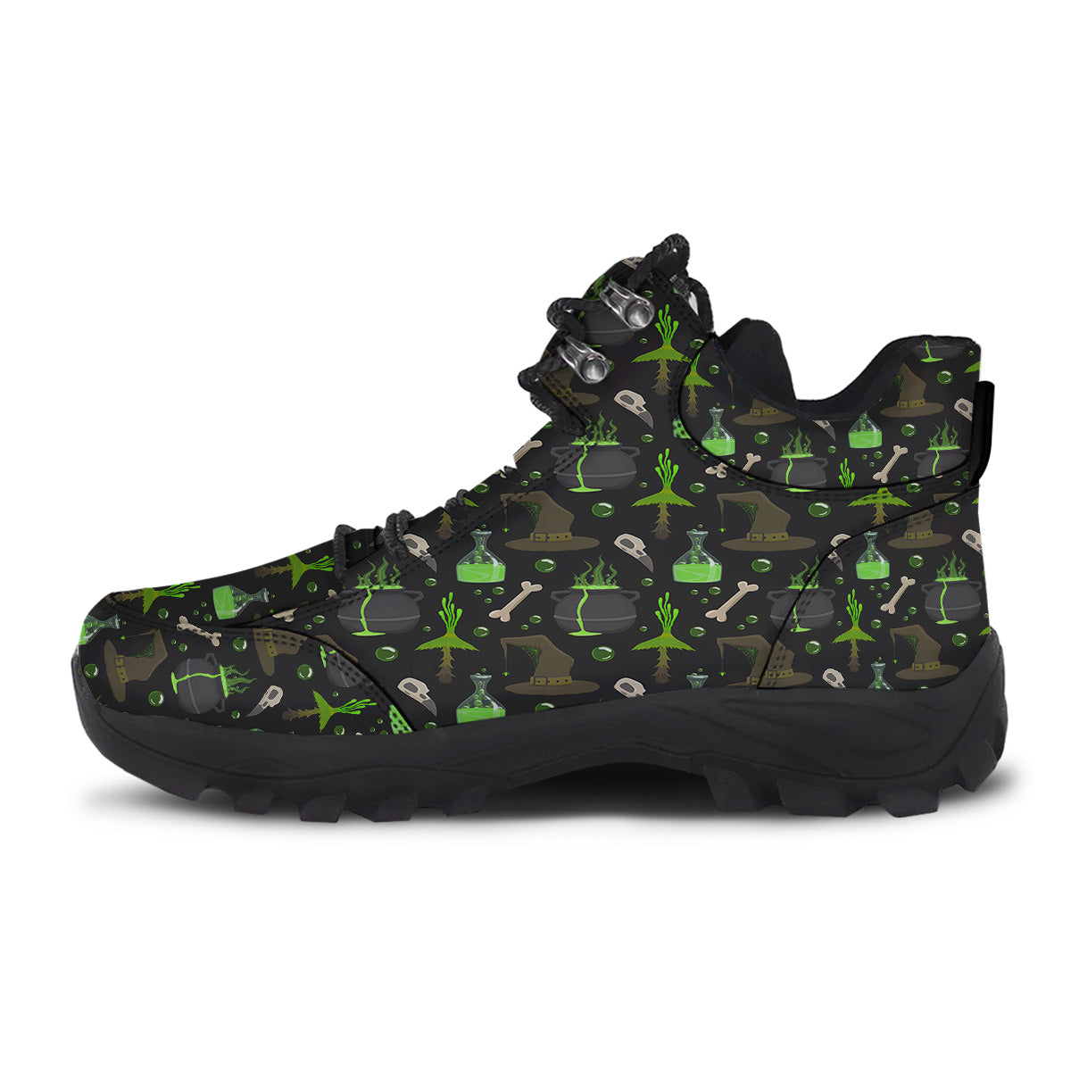 Halloween Green Poison Witch Print Pattern Hiking Shoes-grizzshop