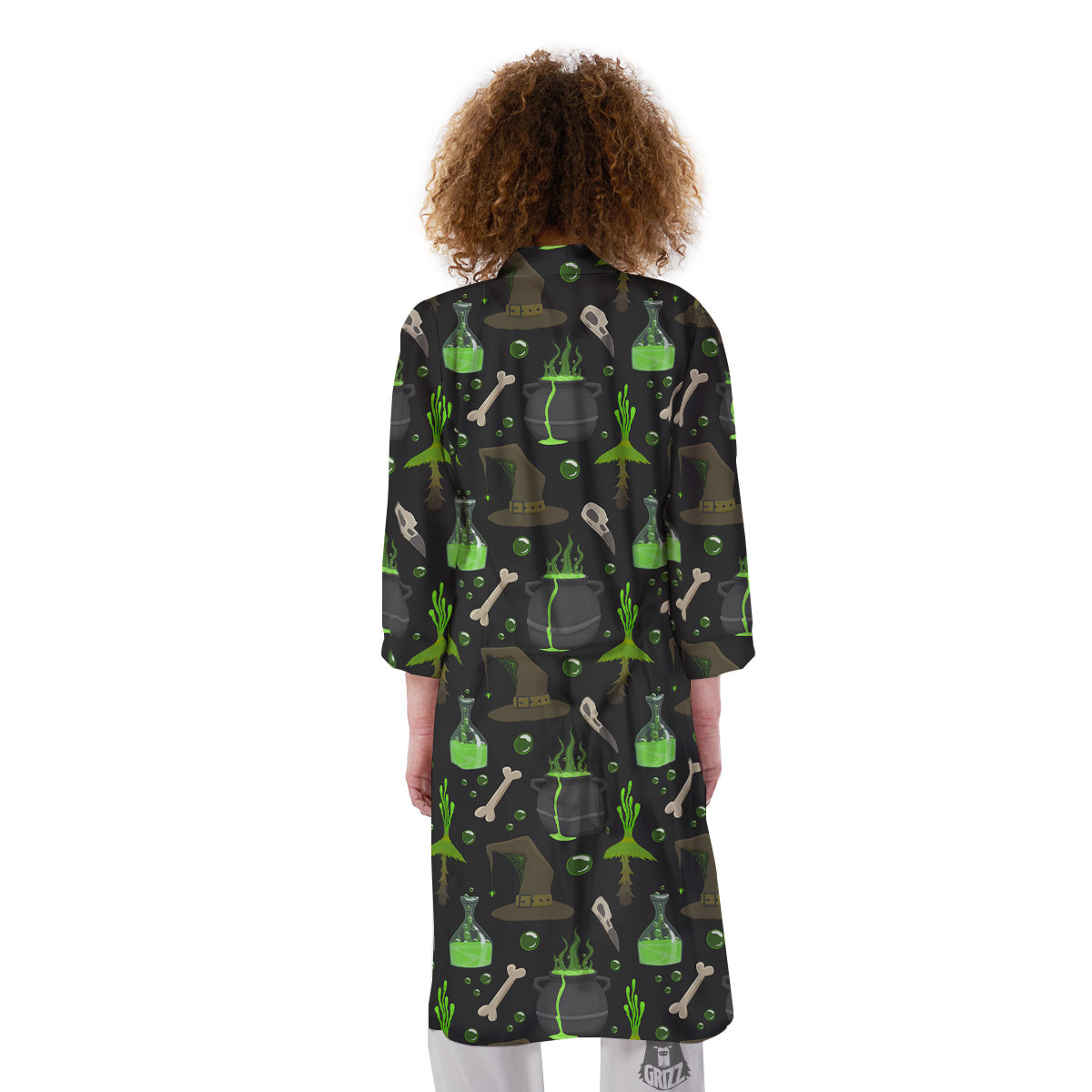 Halloween Green Poison Witch Print Pattern Kimono-grizzshop