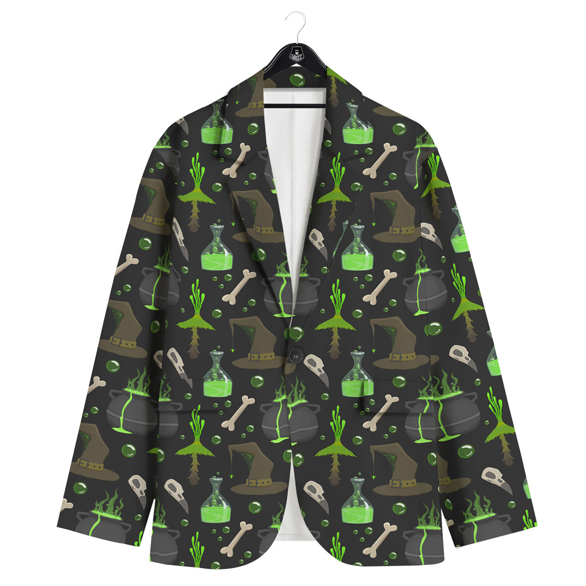 Halloween Green Poison Witch Print Pattern Men's Sport Coat-grizzshop