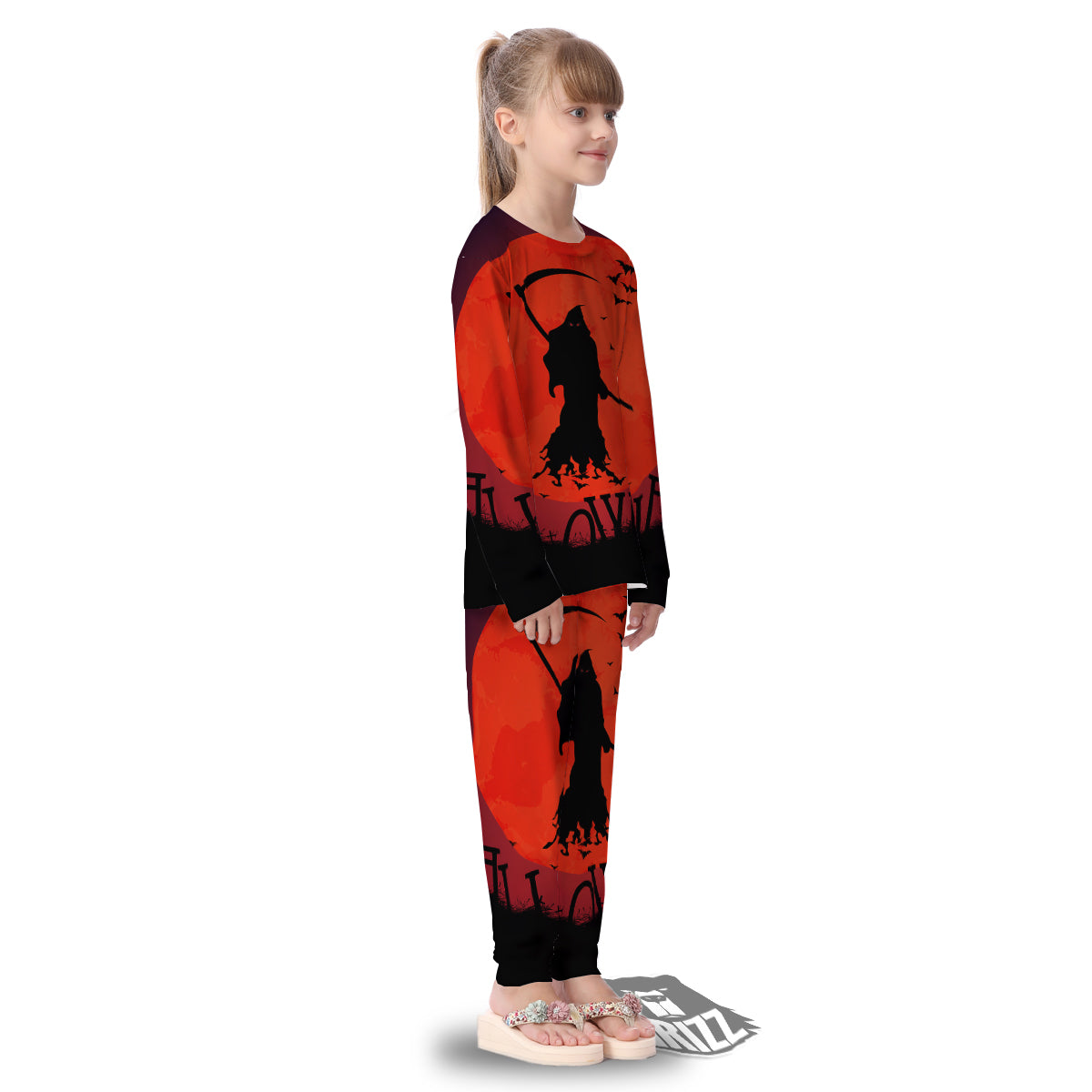Halloween Grim Reaper Print Kid's Pajamas-grizzshop