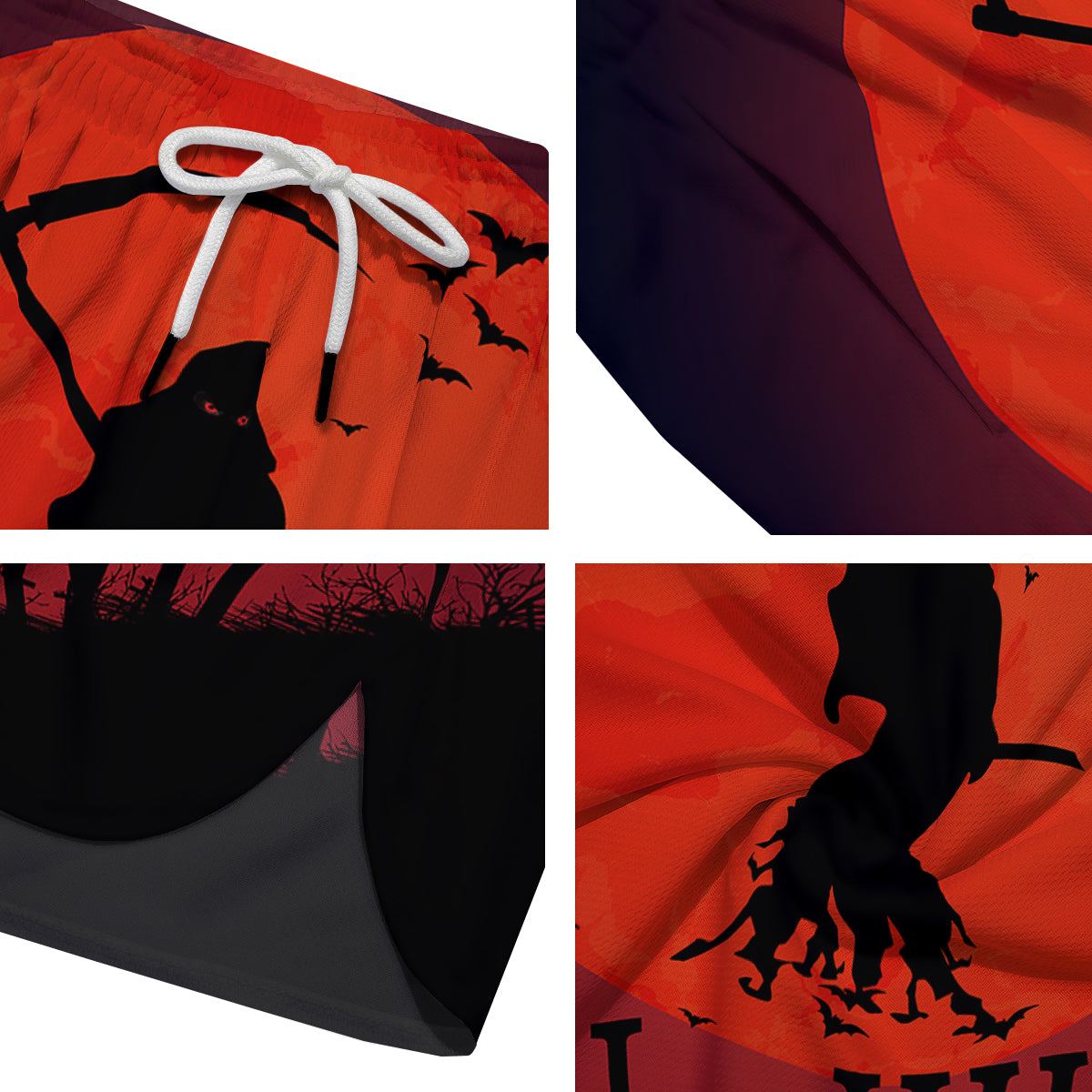 Halloween Grim Reaper Print Men's Running Shorts-grizzshop
