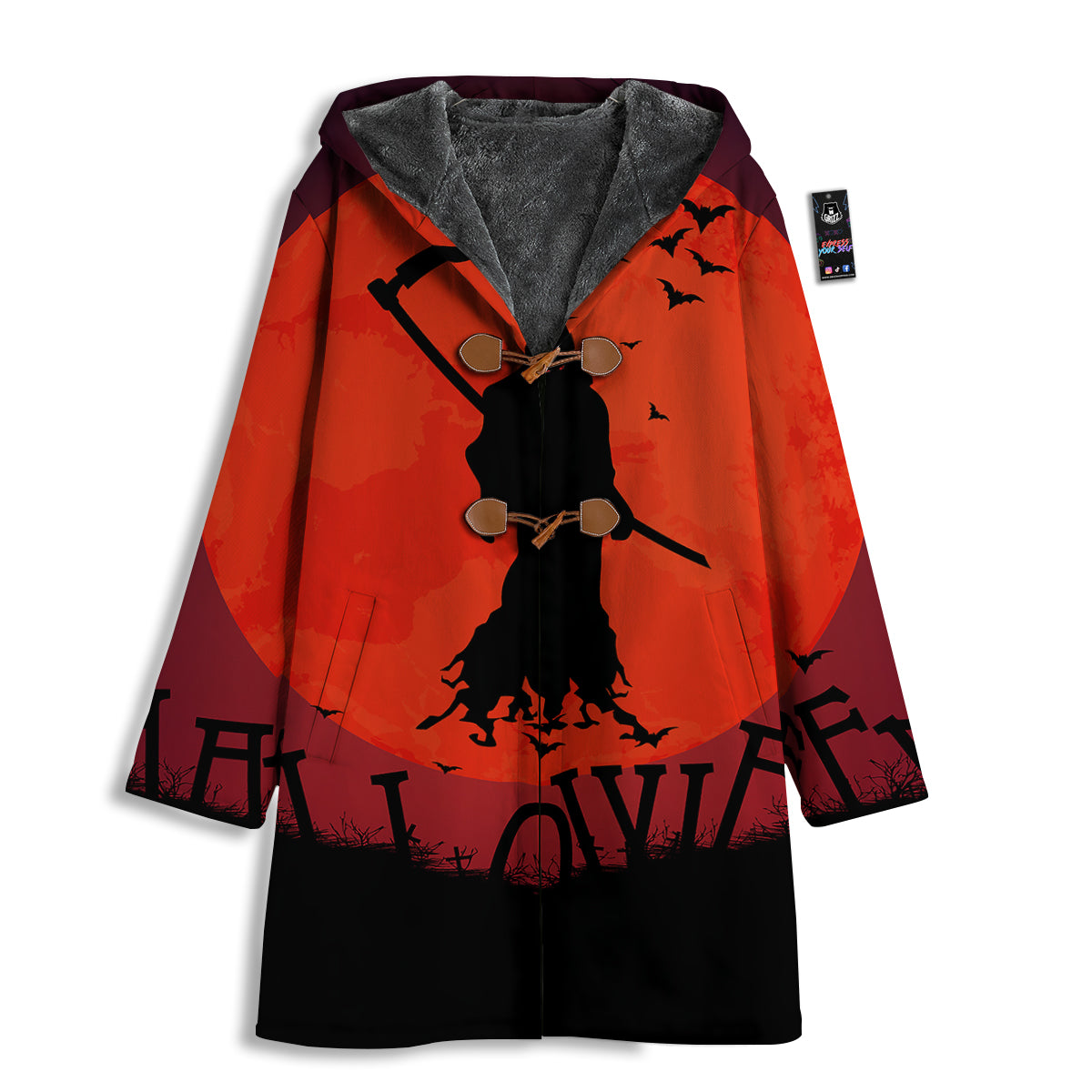 Halloween Grim Reaper Print Men's Windbreaker Jacket-grizzshop